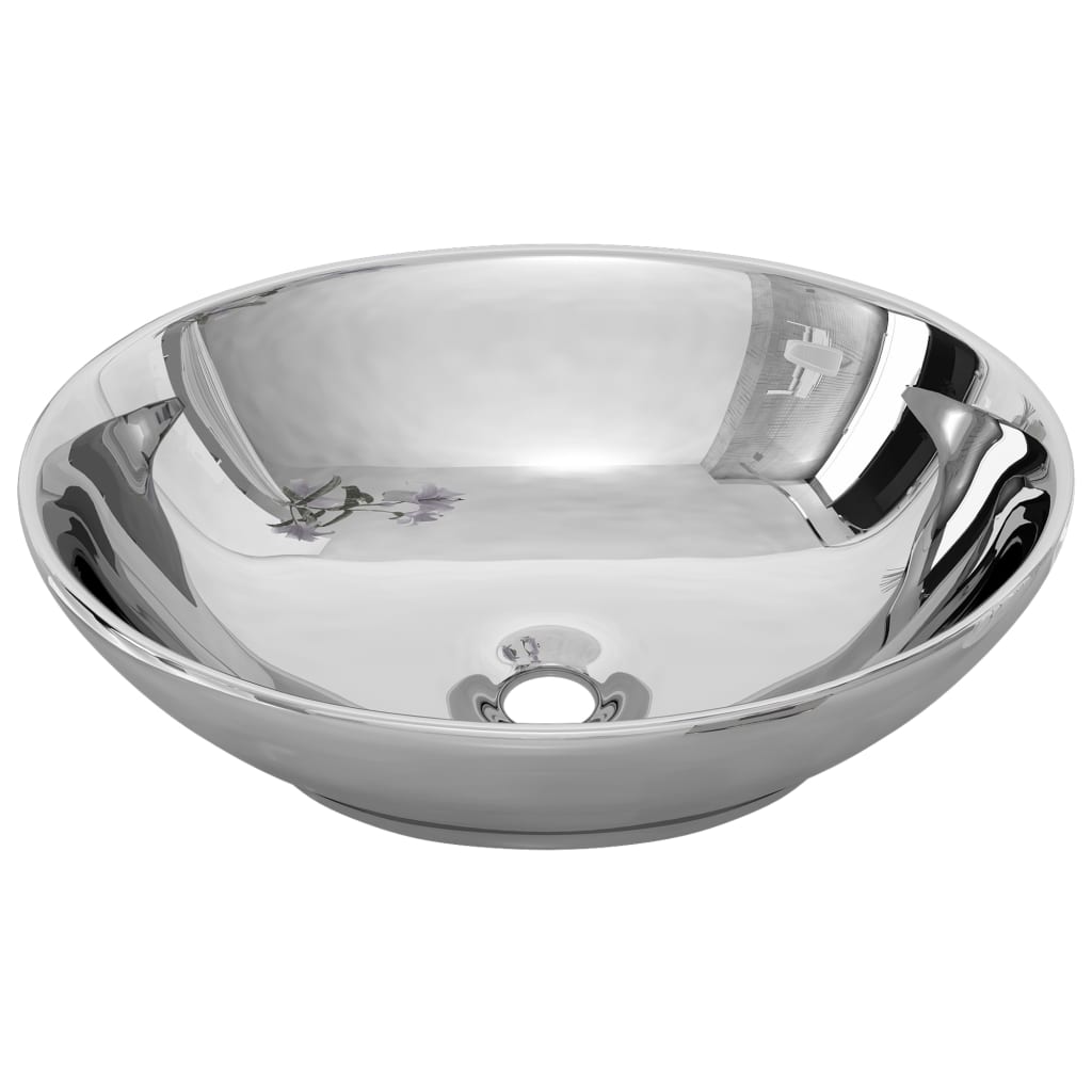 Keramik Waschbecken Oval 40x33cm Waschschale Waschtisch Aufsatzwaschtisch Becken - Produktbild 3
