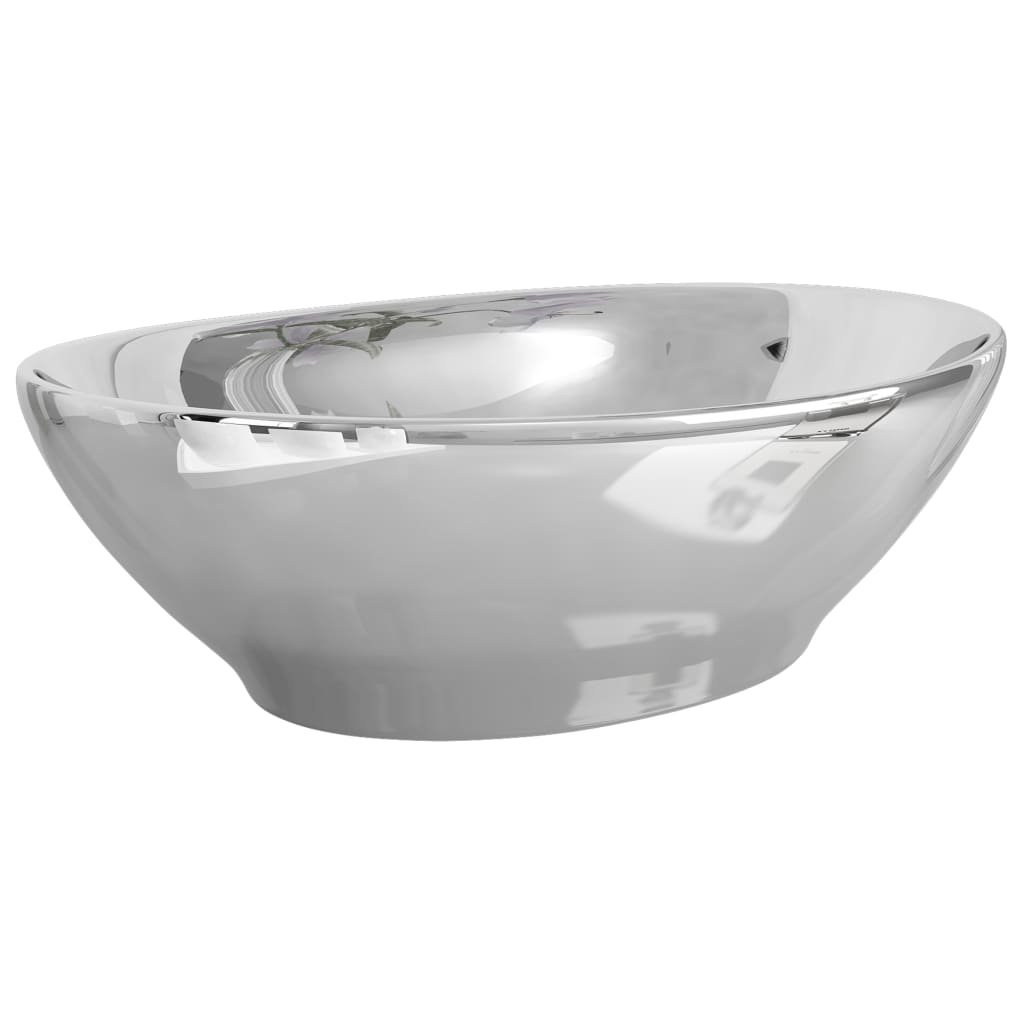 Keramik Waschbecken Oval 40x33cm Waschschale Waschtisch Aufsatzwaschtisch Becken - Produktbild 1