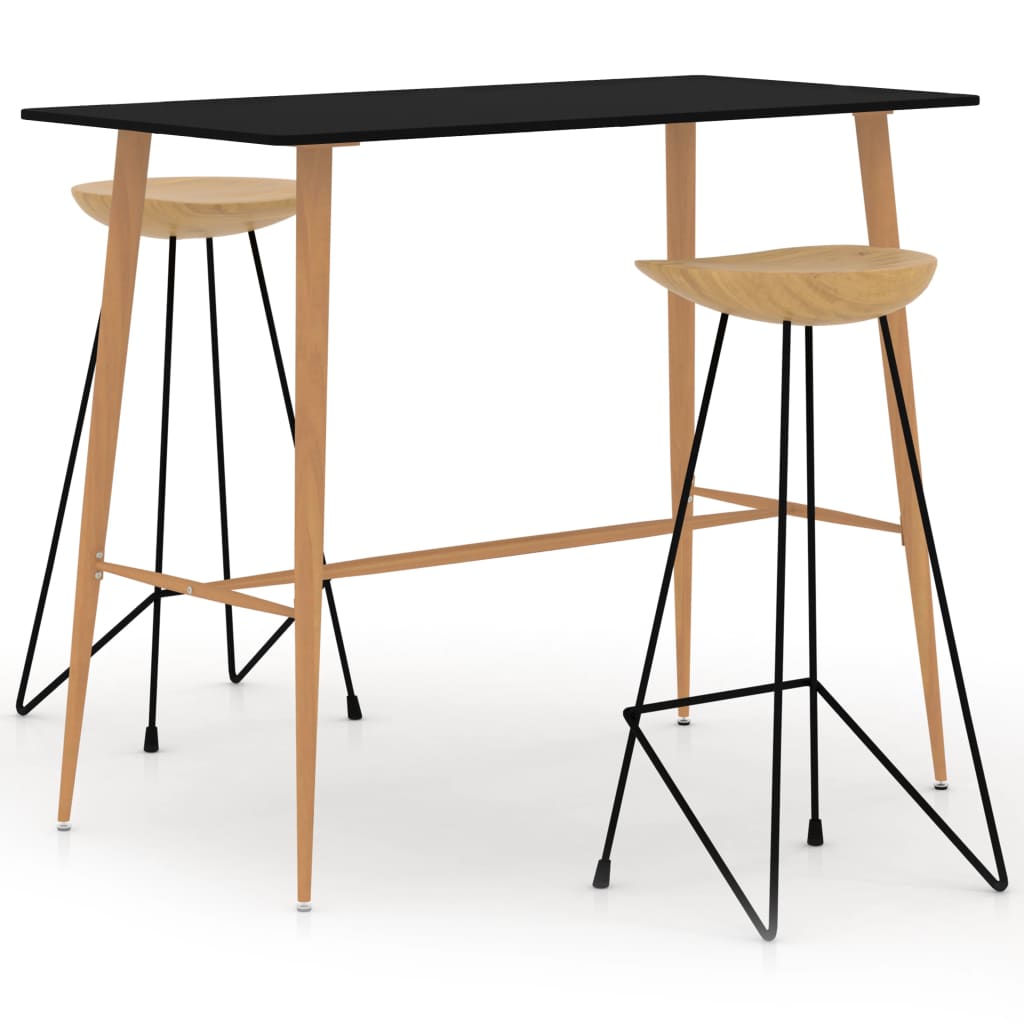Breakfast Bar Table and Stools MDF Kitchen Dining Room Industrial Furniture Set