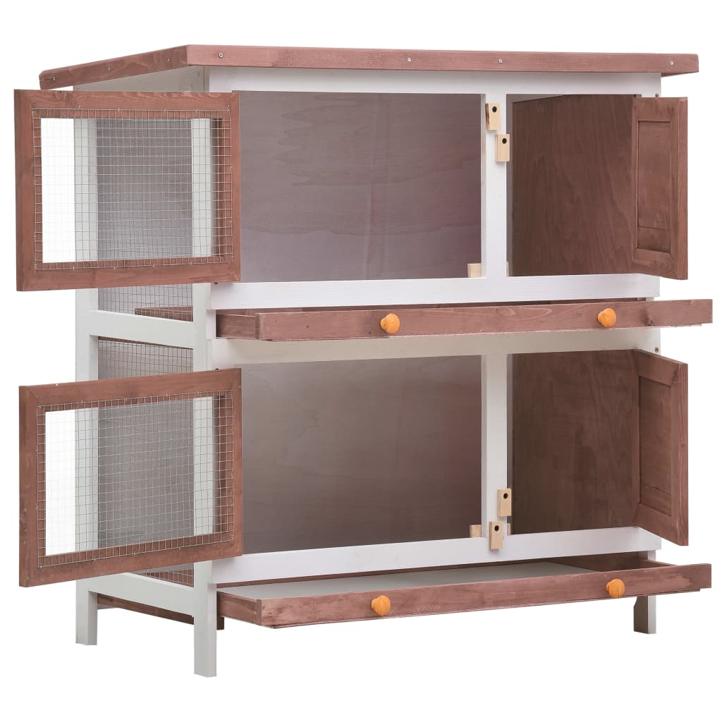 Holz Kaninchenstall 4 Türen Hasenstall Kaninchenkäfig mehrere Auswahl vidaXL - Produktbild 2