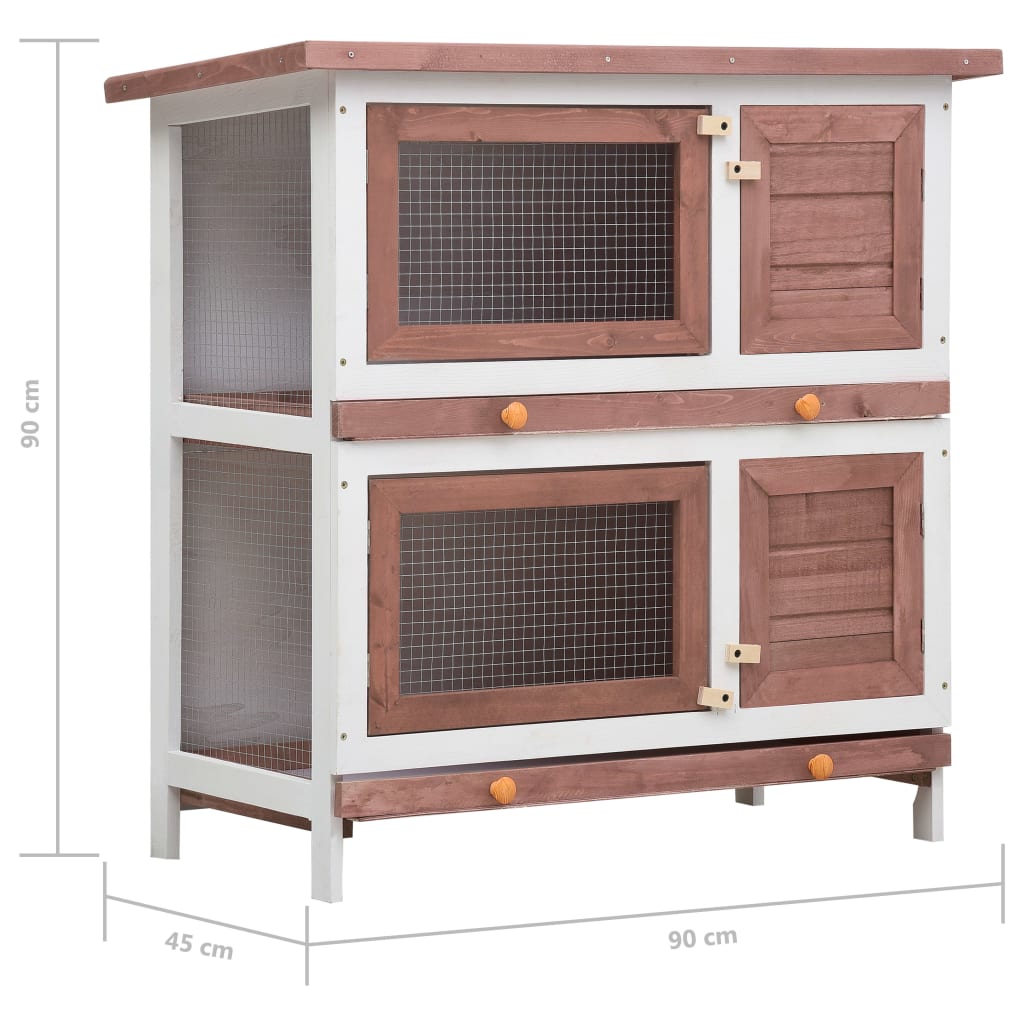 Holz Kaninchenstall 4 Türen Hasenstall Kaninchenkäfig mehrere Auswahl vidaXL - Produktbild 7