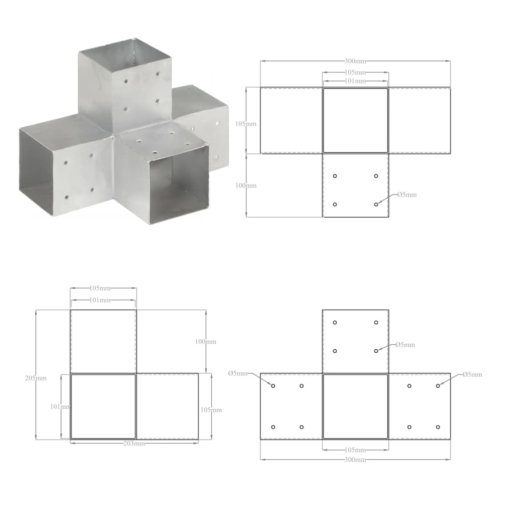 Holzverbinder Metall verzinkt Pfostenverbinder Pfostenecke für Pfosten Pergola