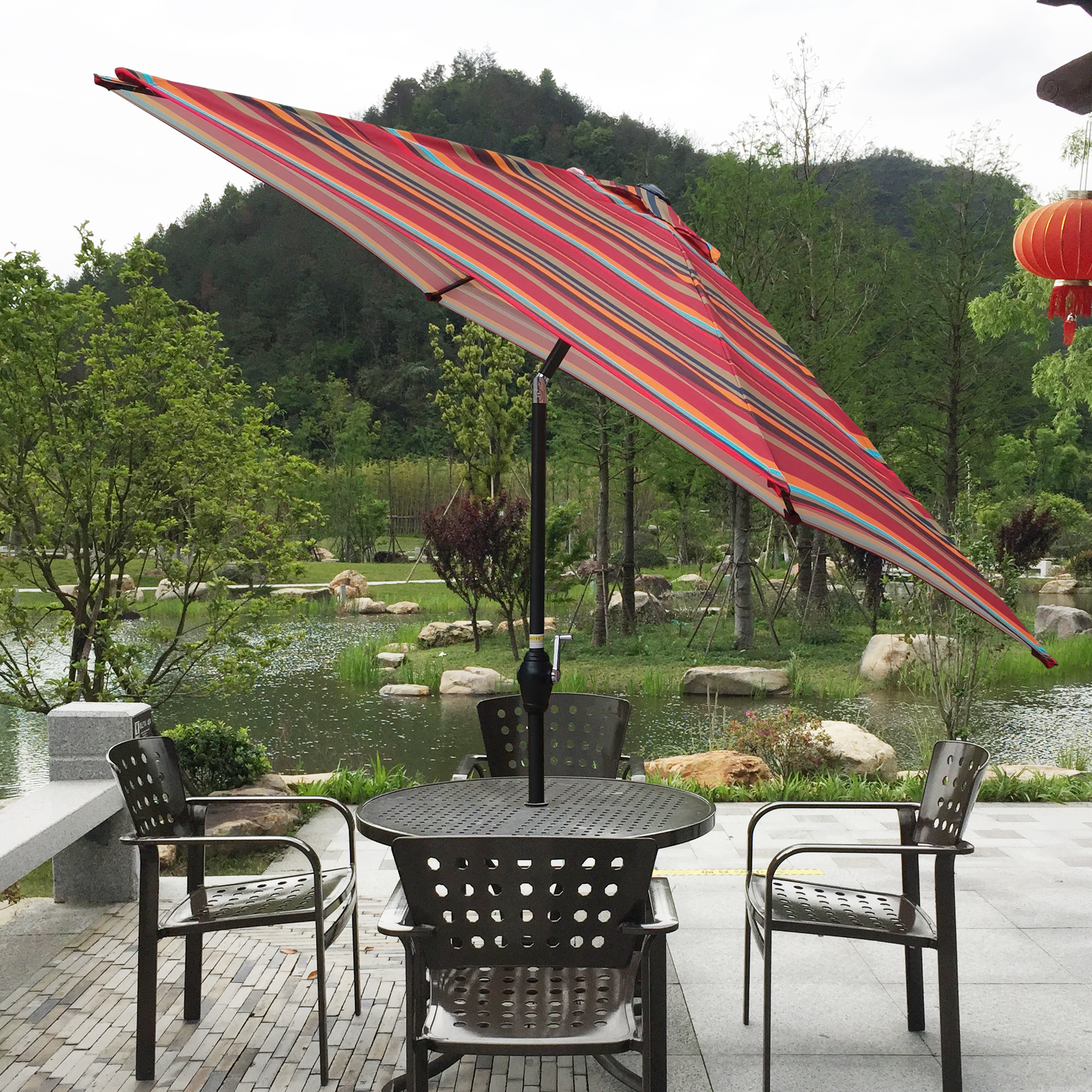 100 uv protection patio umbrella Kiss the Water 10' x 6.5' Umbrella, Rectangular Patio Umbrella, Metal Pole Square Outdoor with Crank and Push Button Tilt, Large Outdoor Umbrella with Polyester Canopy, Dark Red diameter pole provides strong stability and rust resistance 10-Foot Outdoor Tilting Patio Umbrella