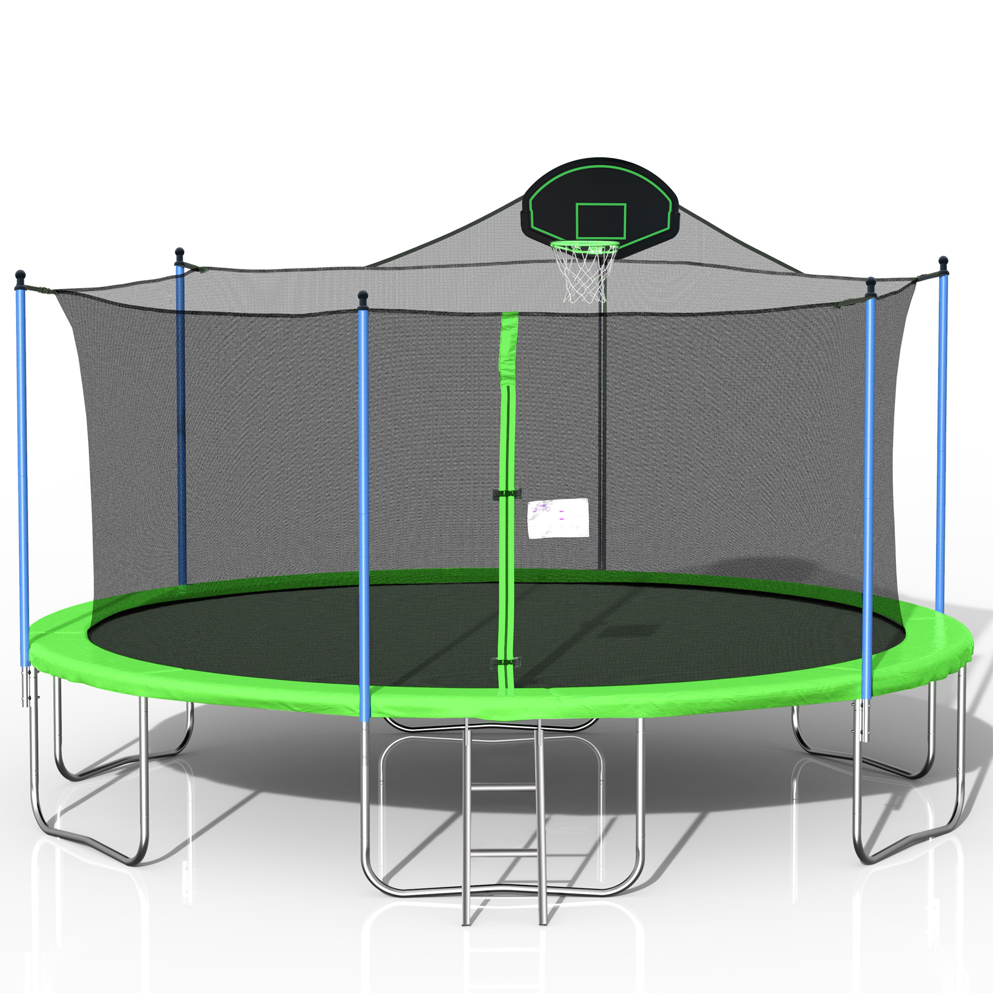 16ft Large Outdoor Trampoline with Basketball Hoop Safety Net for Kids & Adult
