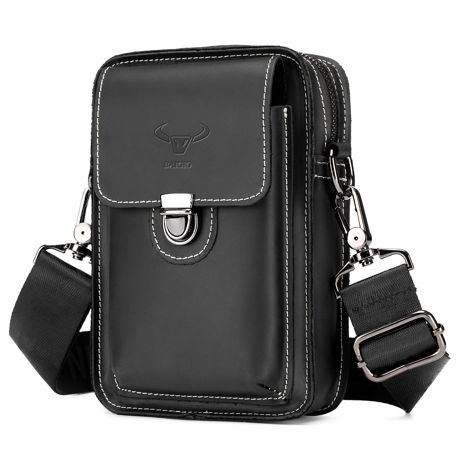 Vintage Mens Messenger Shoulder Bag Genuine Leather Crossbody Waist Belt Pack