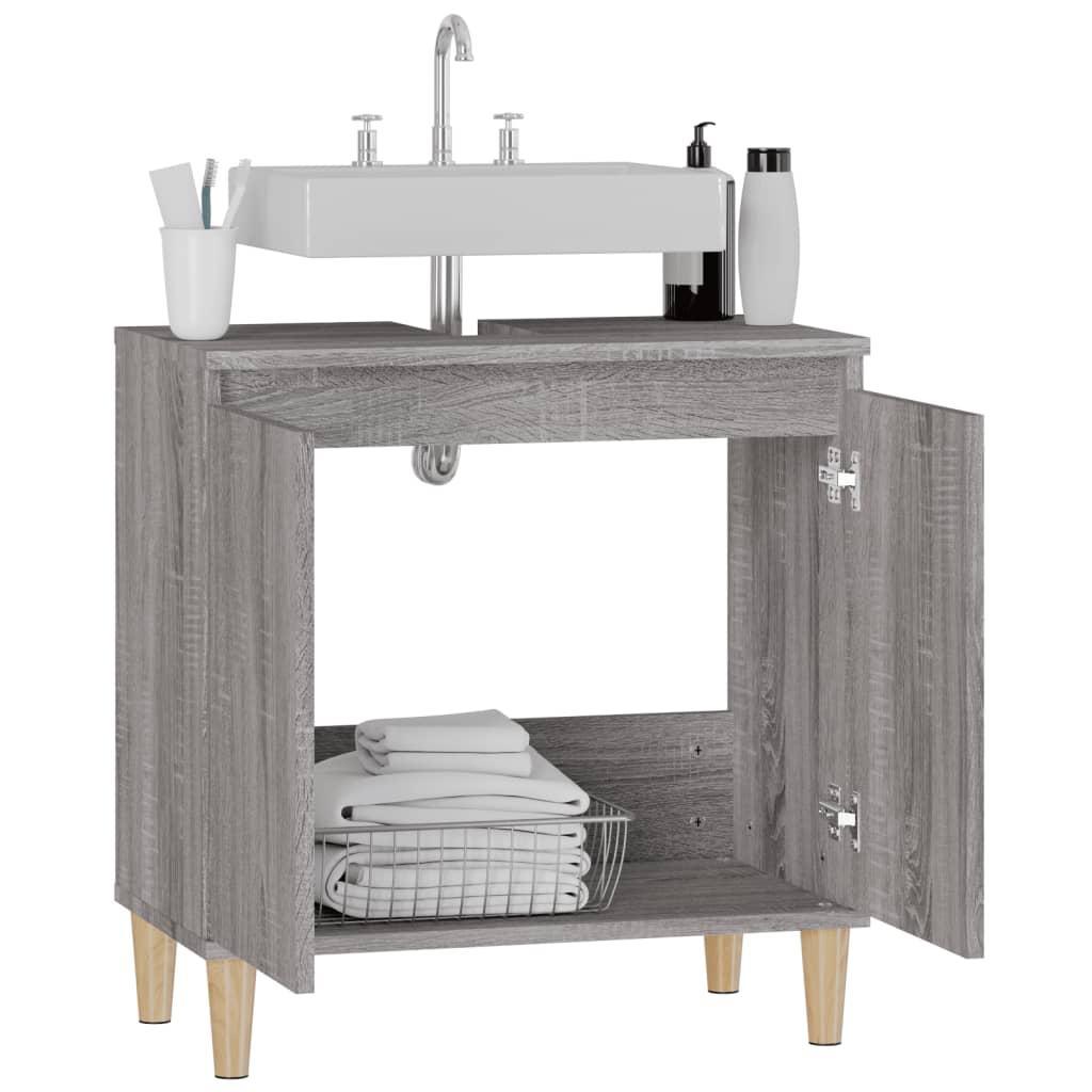 Waschbeckenunterschrank Waschtisch Unterschrank Badschrank Holzwerkstoff 2 Türen - Produktbild 4