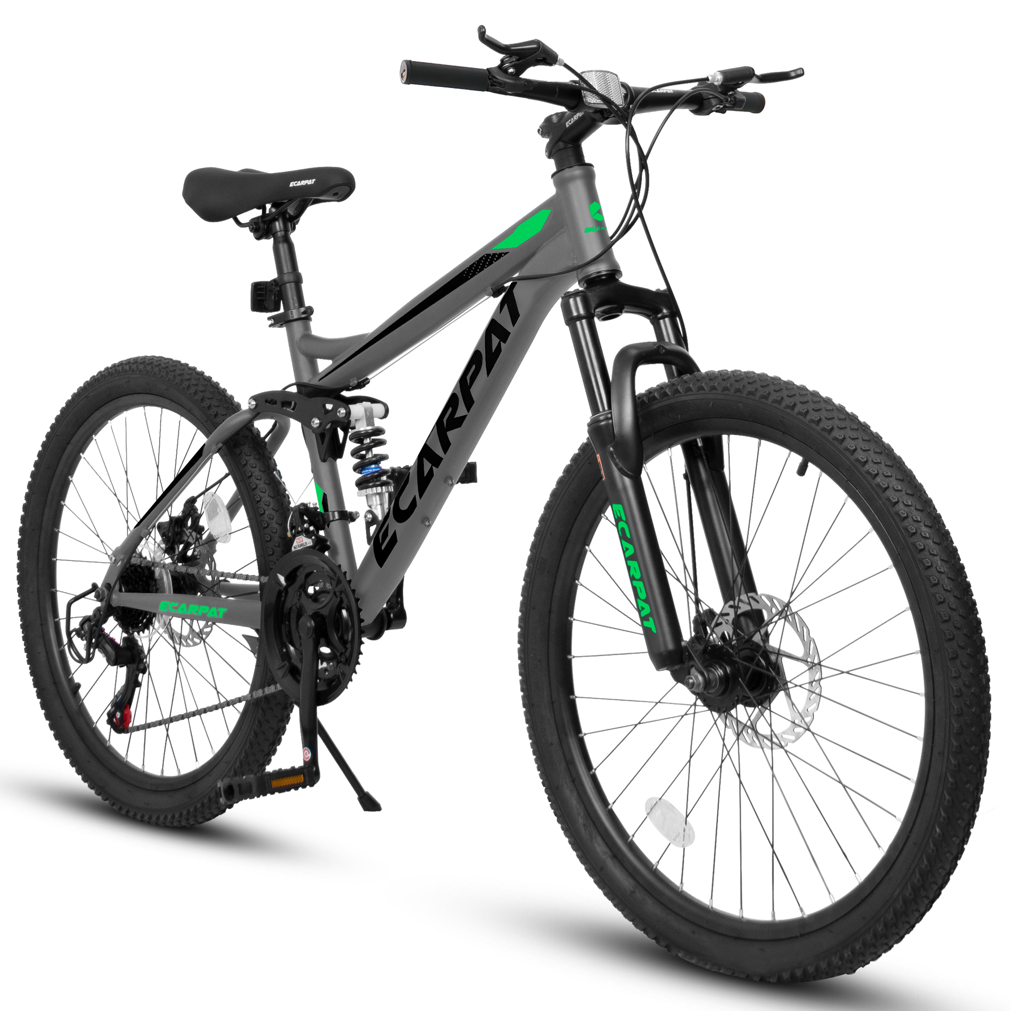 26" Mountain Bike with Gear Indicator 21 Speed Full Suspension MTB Road Bicycle