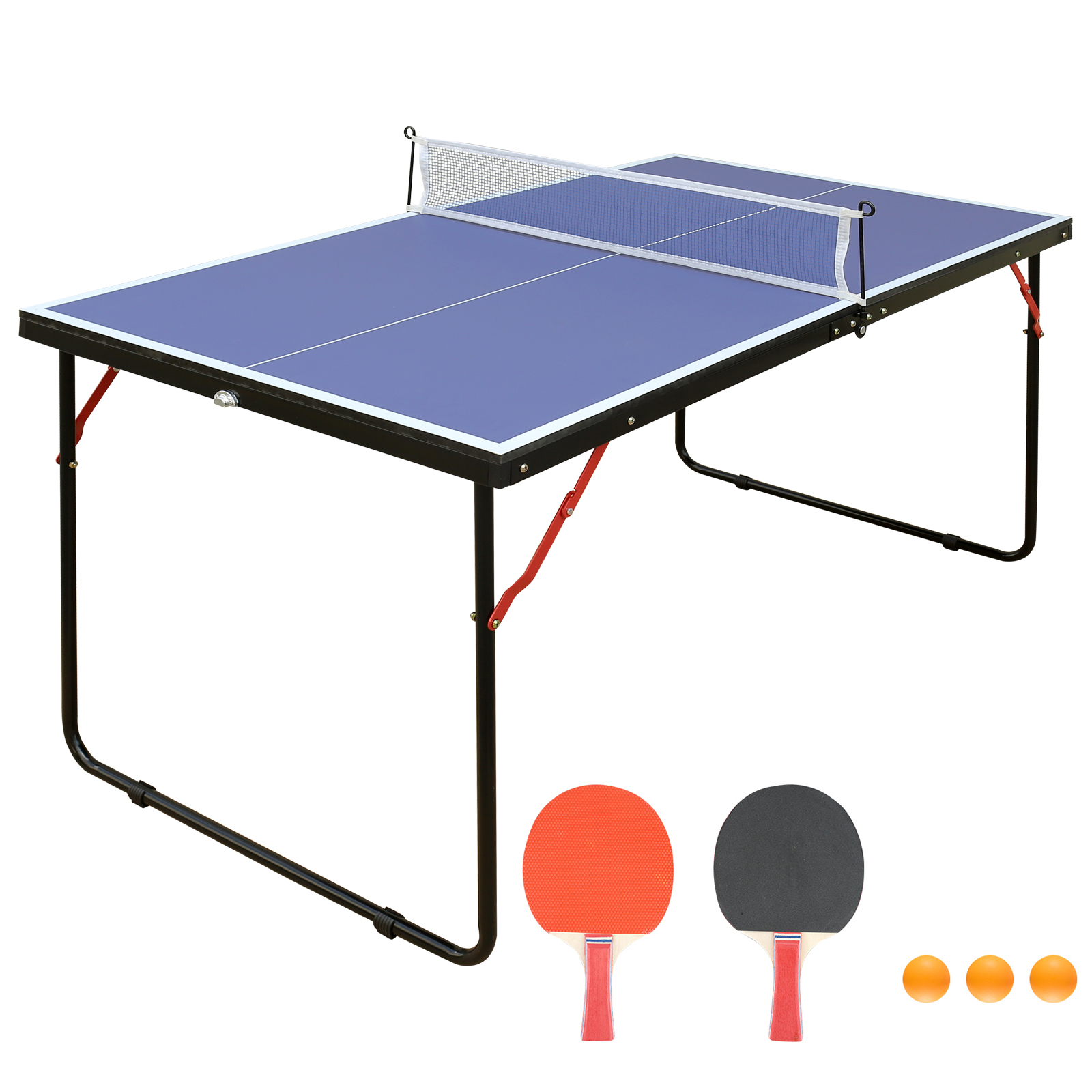 4.5ft Table Tennis Table Indoor Outdoor Foldable Portable Ping Pong Table Set