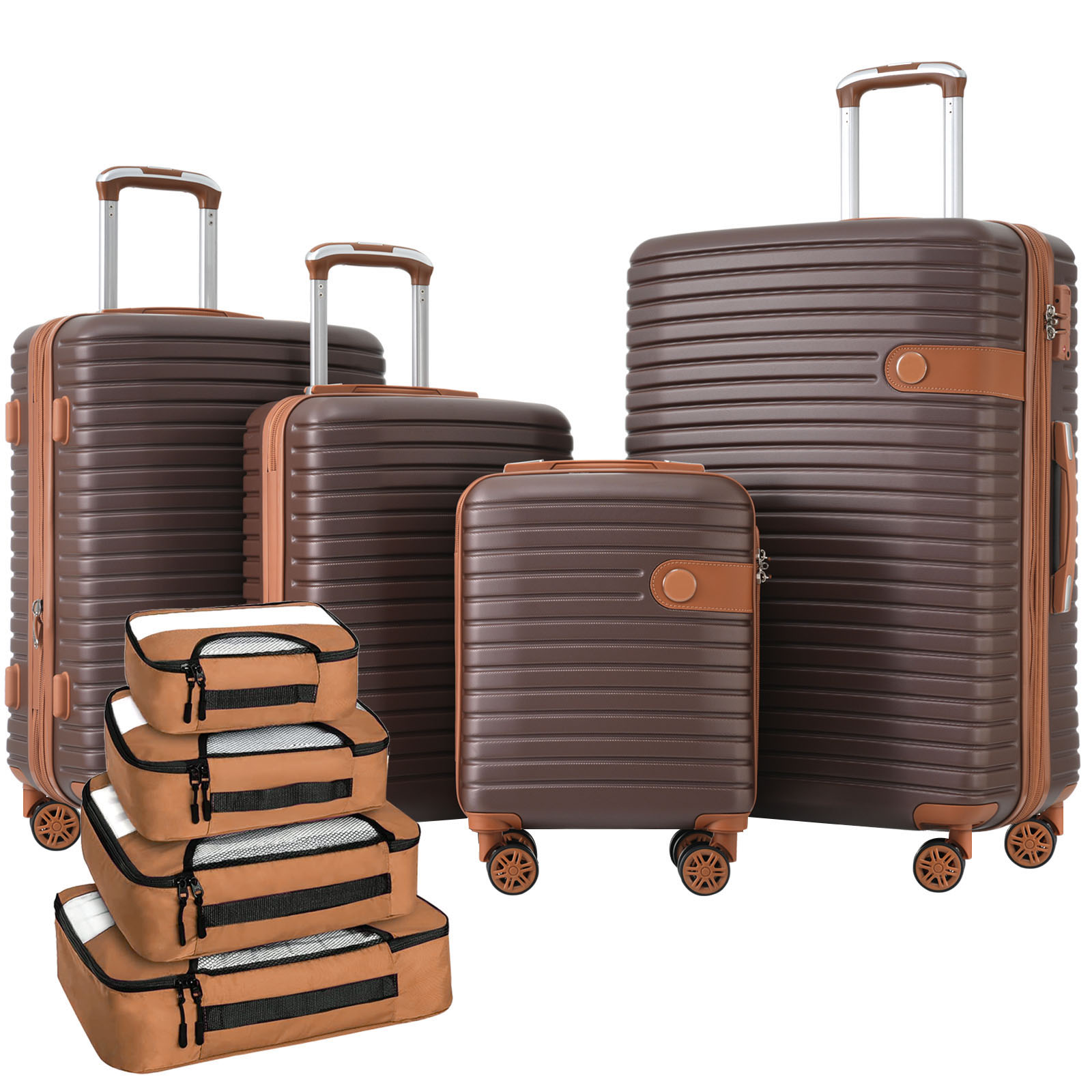 4 Piece Luggage Set Suitcase Expandable Travel Luggage with 4 Packing Cubes New