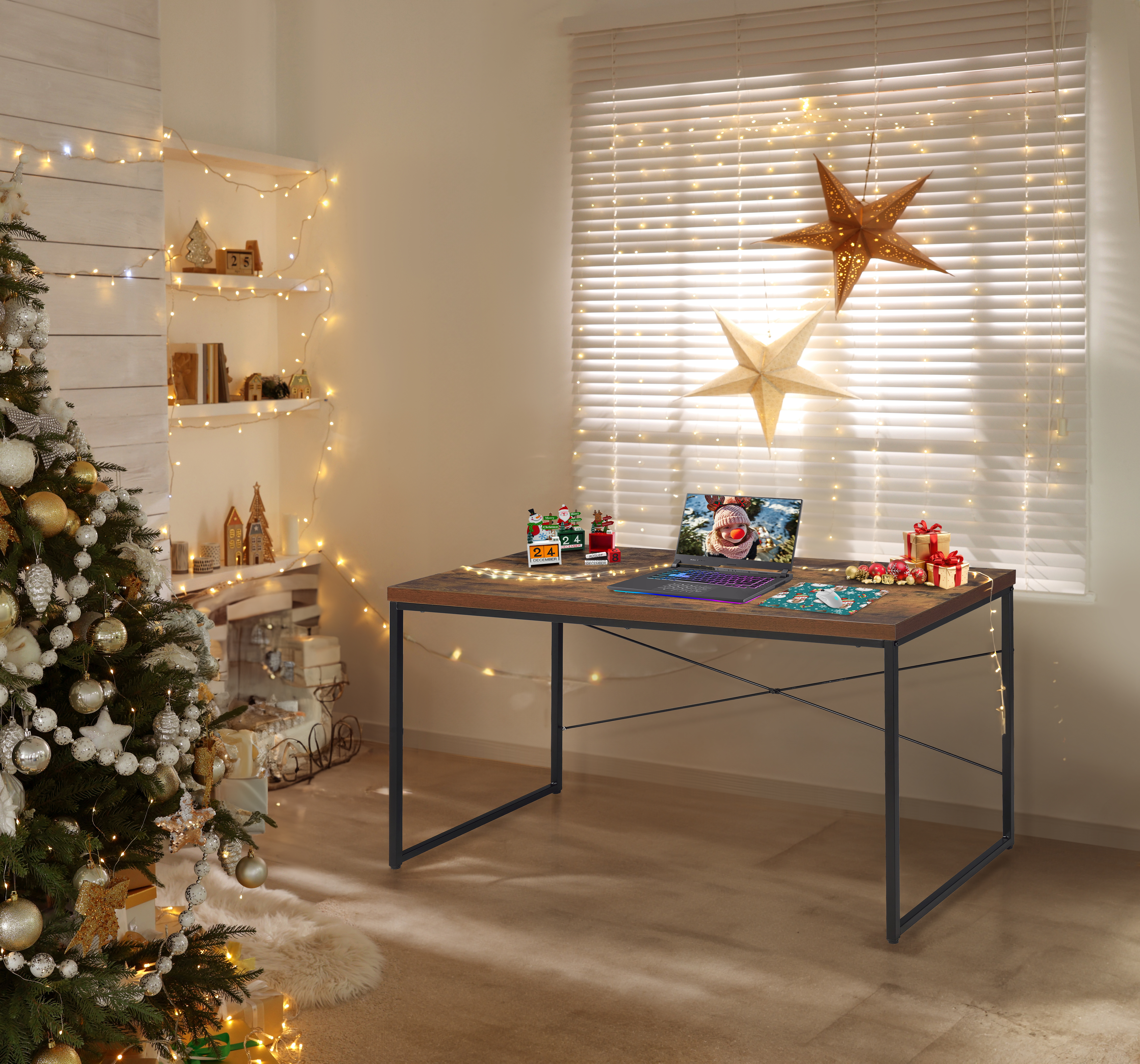 47″ Computer Game Desk for Home Office Writing Desk with X-Shaped Dining Table