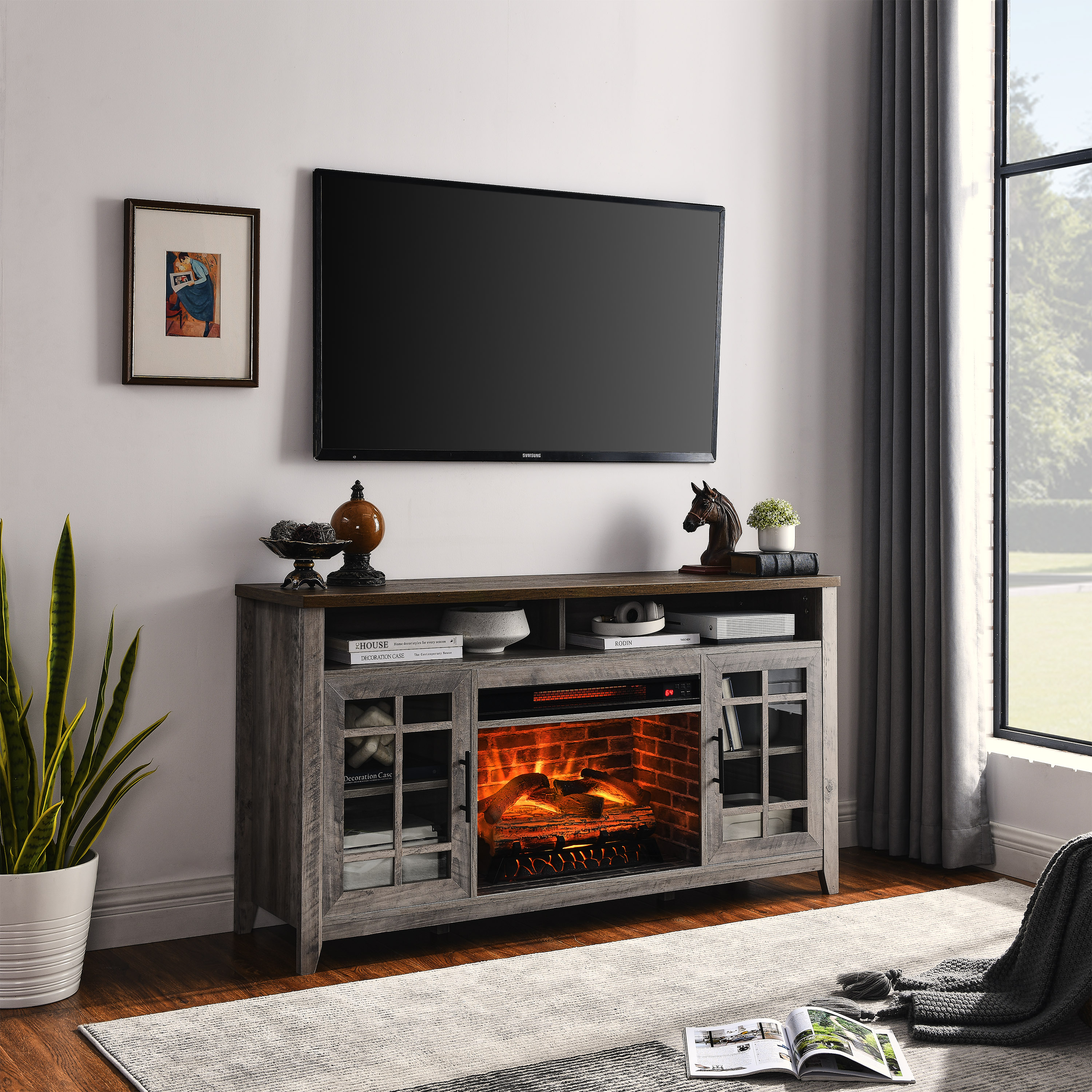 With Electric Fireplace Insert Heater Tv Entertainment Units
