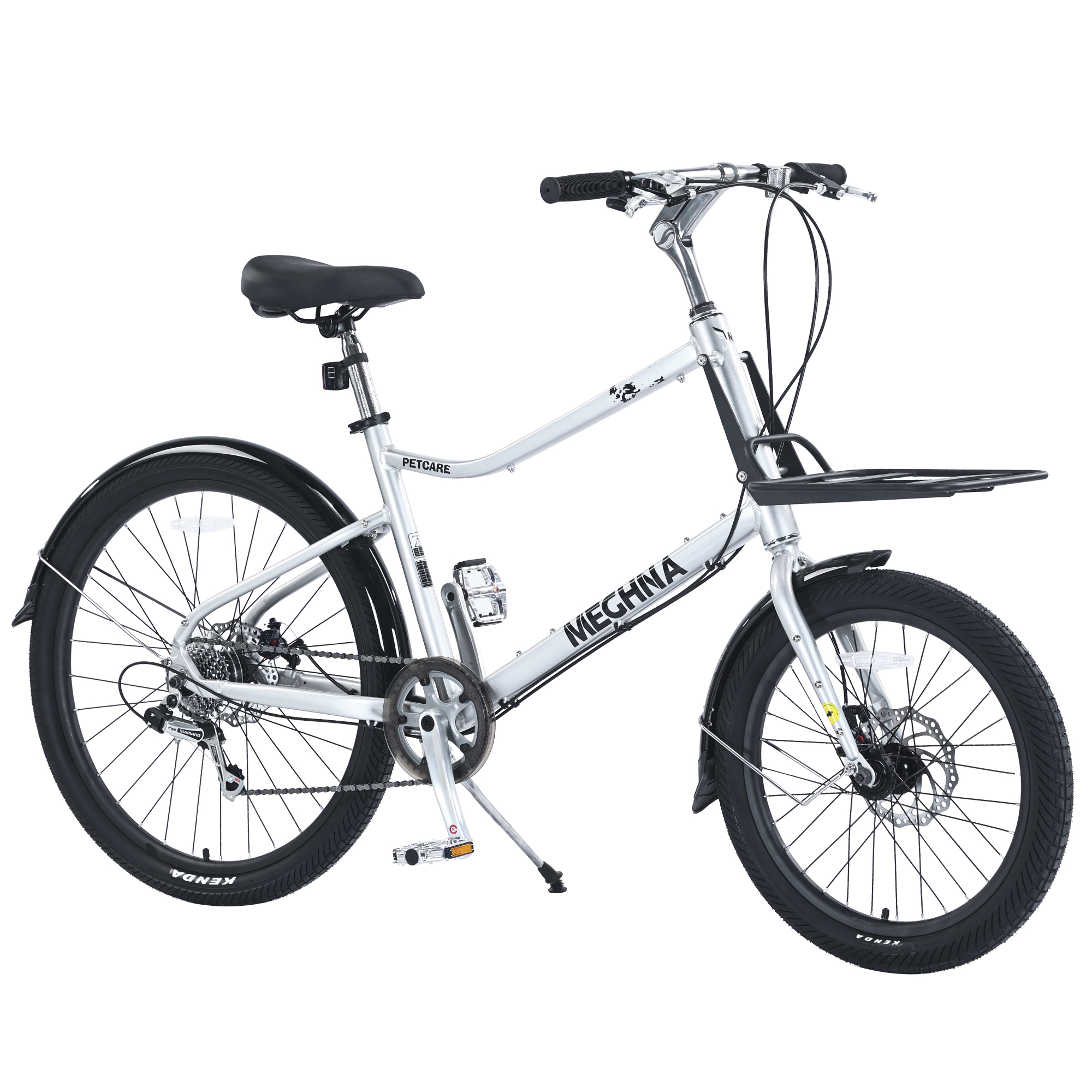 26" Cargo Bike 7 Speed Aluminum Alloy Frame Men Women Commuter Riding Bicycle
