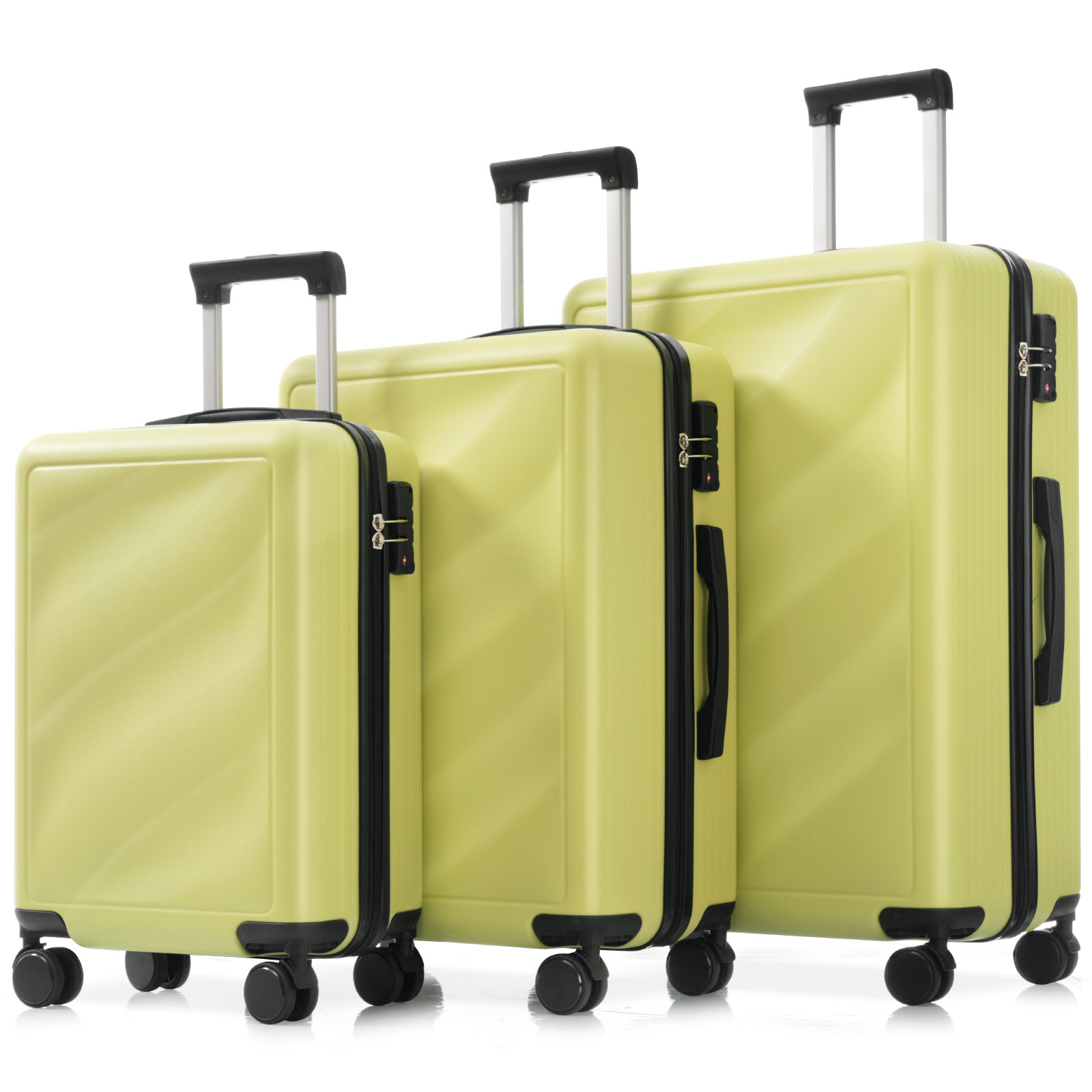 3 Piece Luggage Set Hardshell Carry-on & Checked Travel Suitcase 20″/24″/28″ New