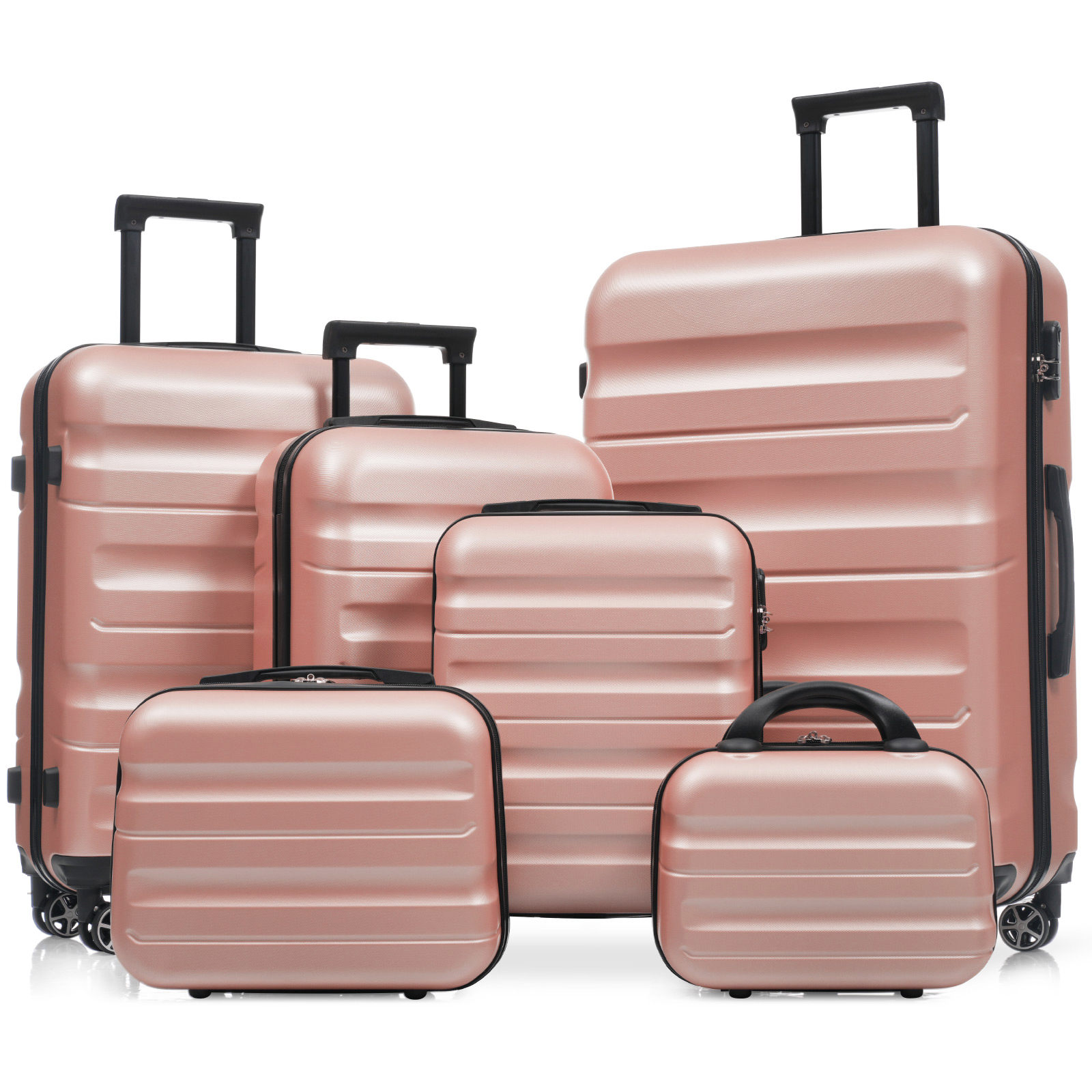 6 Piece Luggage Set Hardshell Carry on Suitcase with Spinner Check-In Sizes New