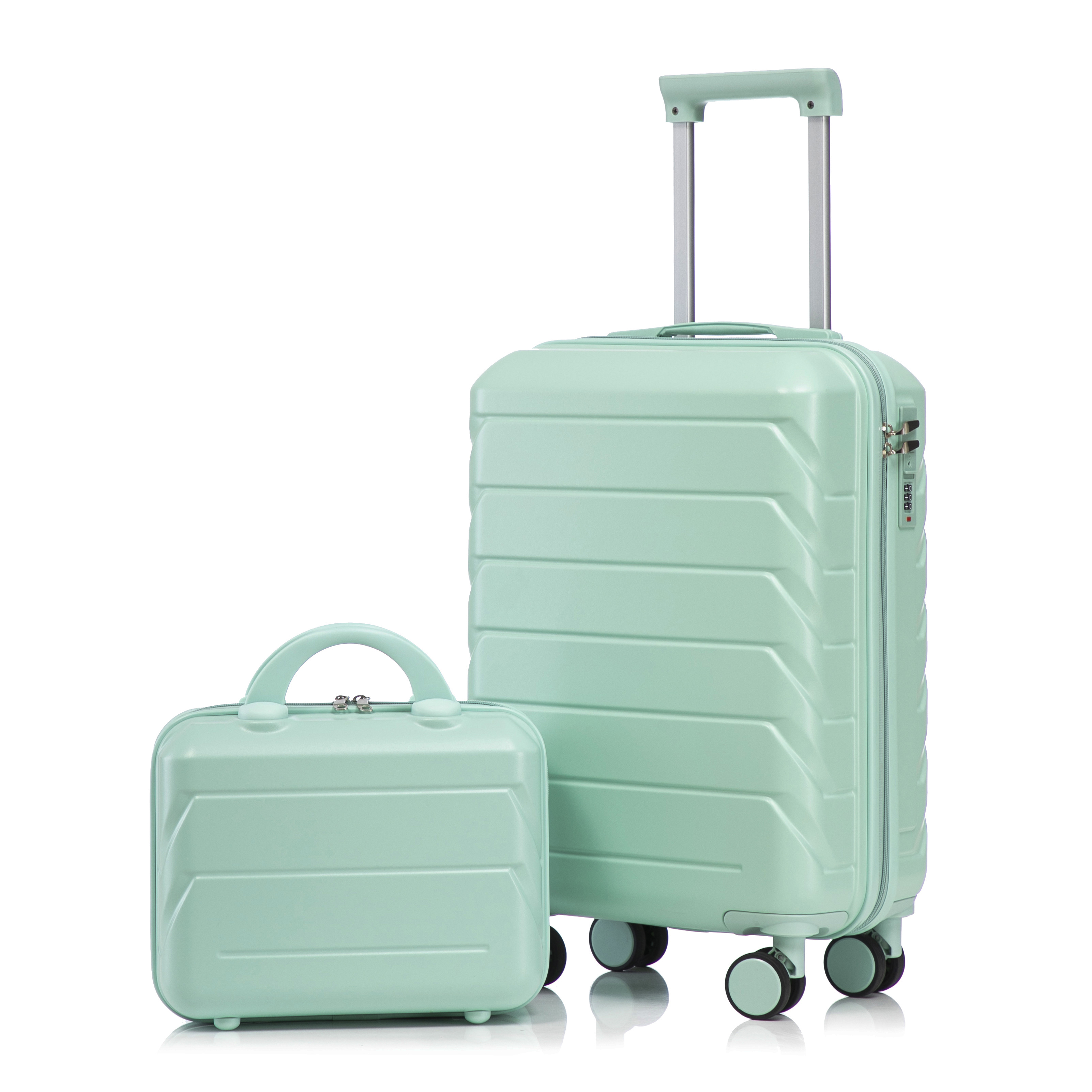 Set Hardshell Carry On Suitcase With Cosmetic Case Lock