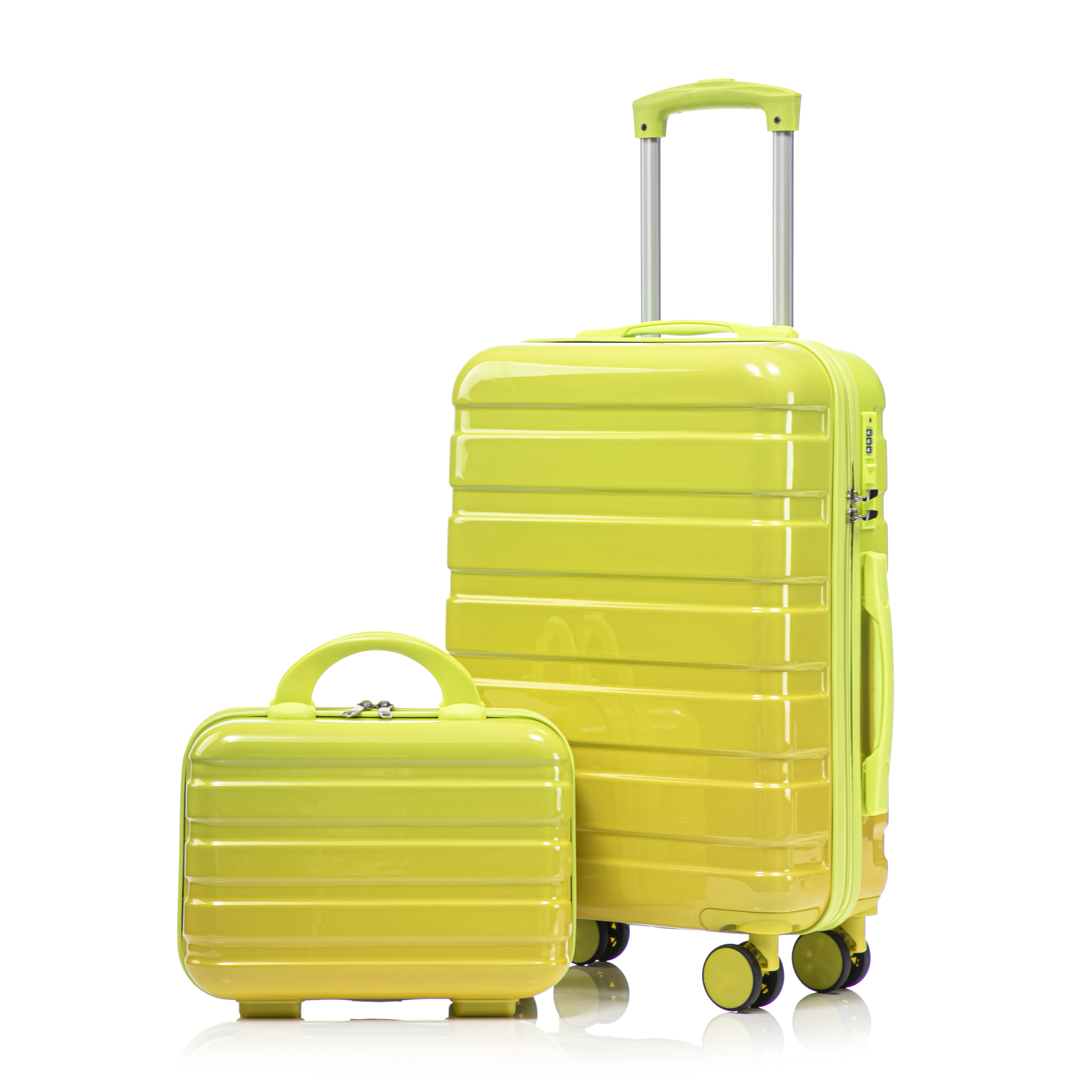 2 Piece Luggage Set Hardshell Carry on Luggage Suitcase w/ Combination Lock New