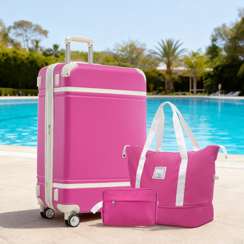 Hardshell Luggage Sets with Bags Vintage Carry on Luggage Suitcase 24/28 IN New