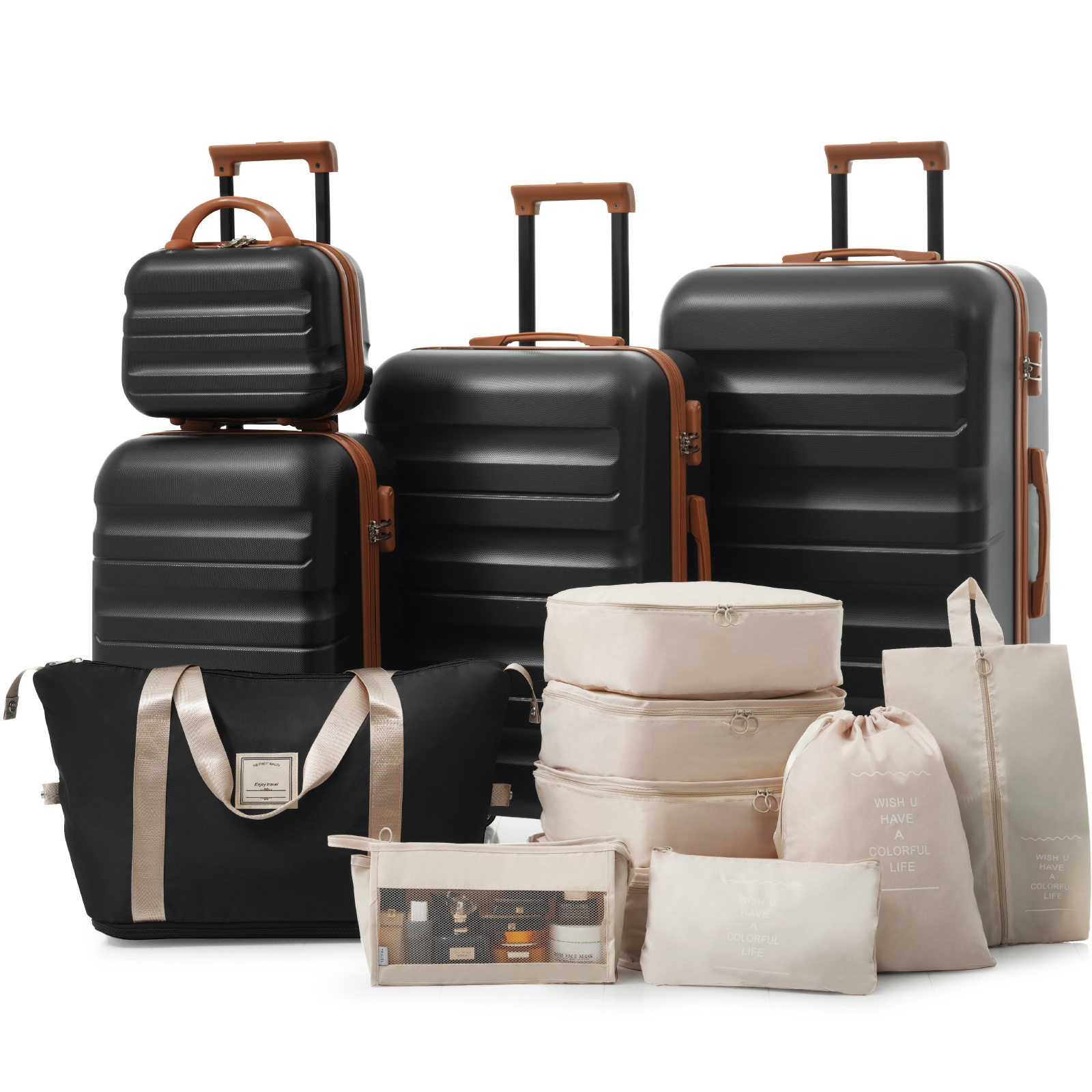 Hardshell ABS Luggage Set Durable Carry-On Suitcases Check-In Sizes for Travel