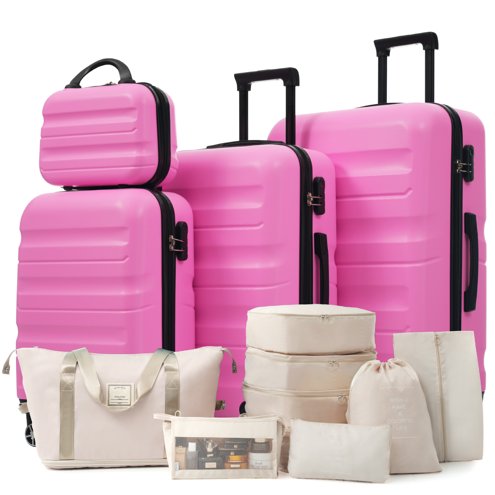 Hardshell ABS Luggage Set Durable Carry-On Suitcases Check-In Sizes for Travel