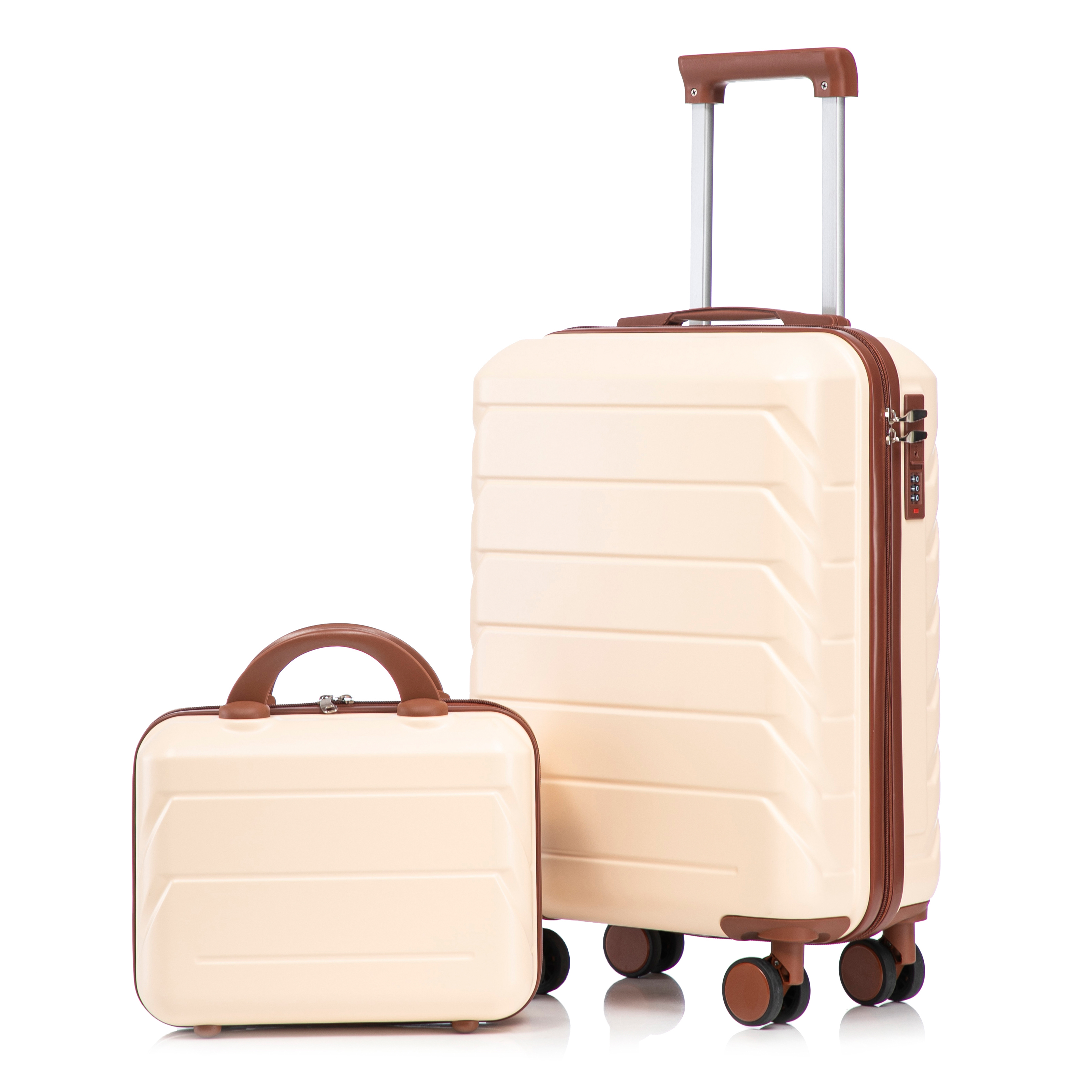 14″/20″ 2 pcs Luggage Set Hardshell Carry on Suitcase with Cosmetic Case Lock