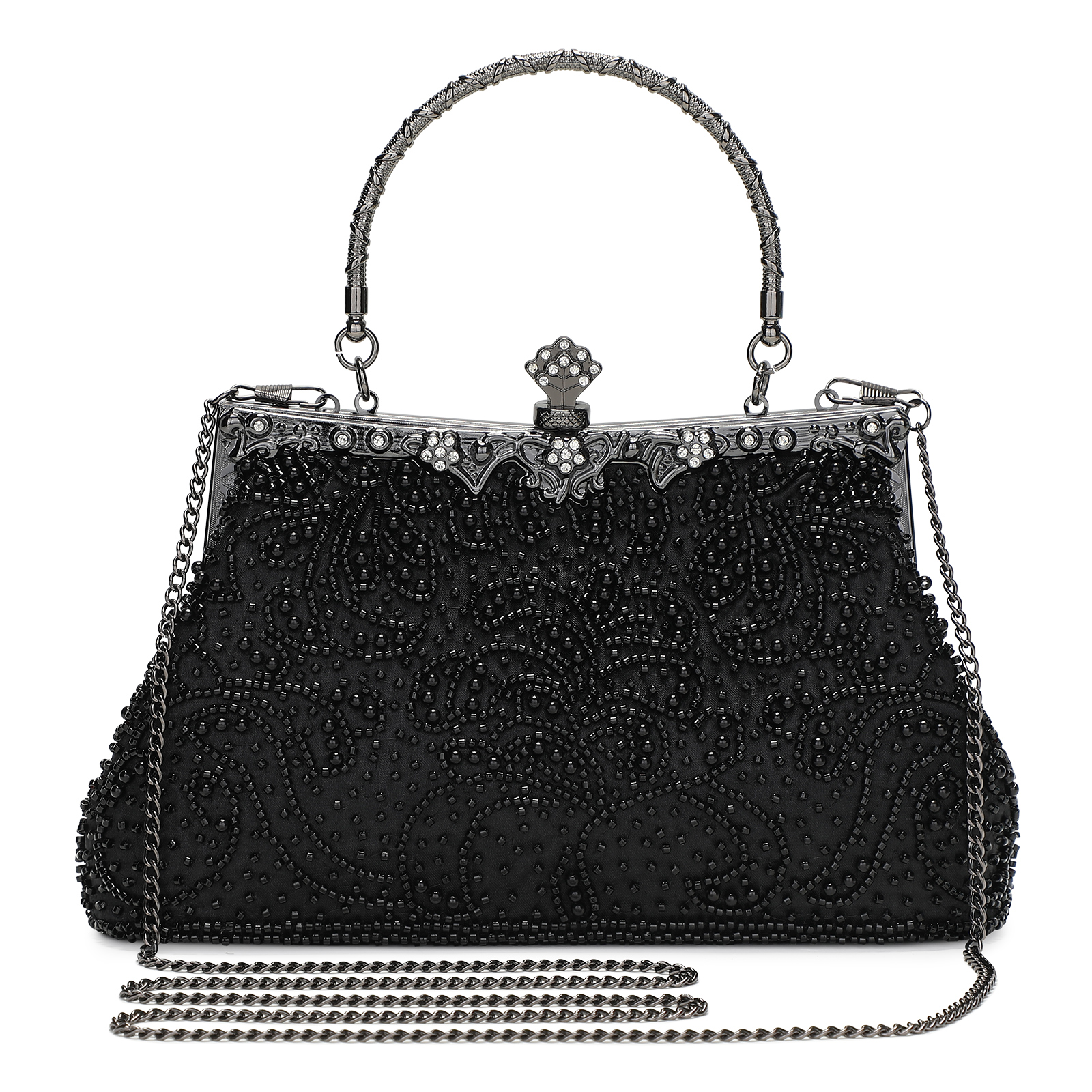 Vintage Beaded Clutch Evening Bags Women Formal Bridal Wedding Clutch Purse Bag