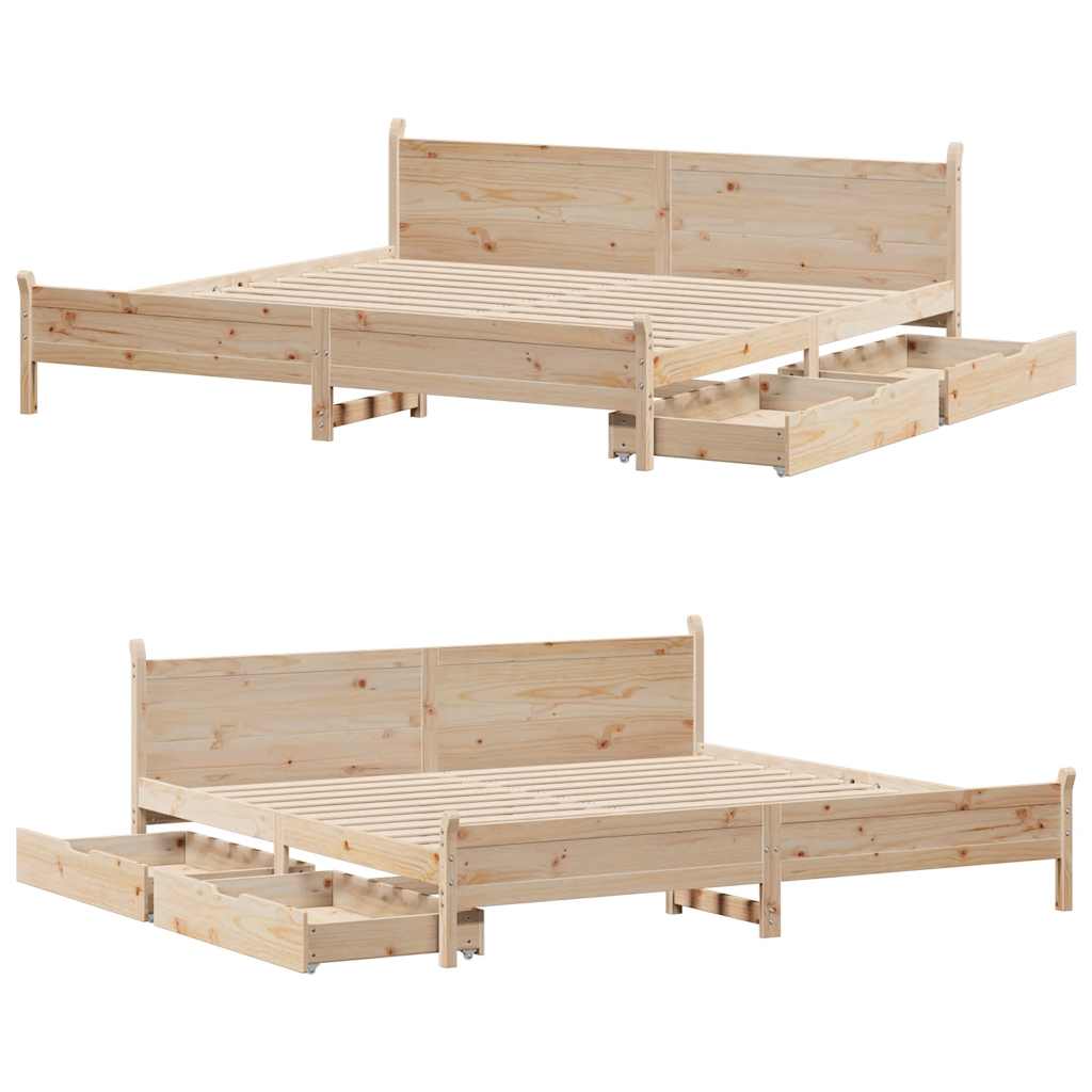 Bettgestell Massivholzbett Bett Schlafzimmermöbel Kiefernholz ohne Matratze - Produktbild 5
