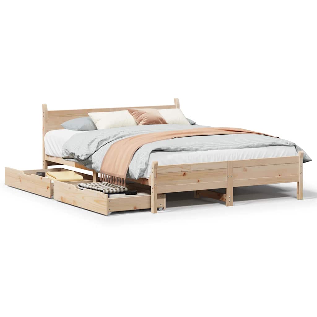 Bettgestell Massivholzbett Bett Schlafzimmermöbel Kiefernholz ohne Matratze - Produktbild 6