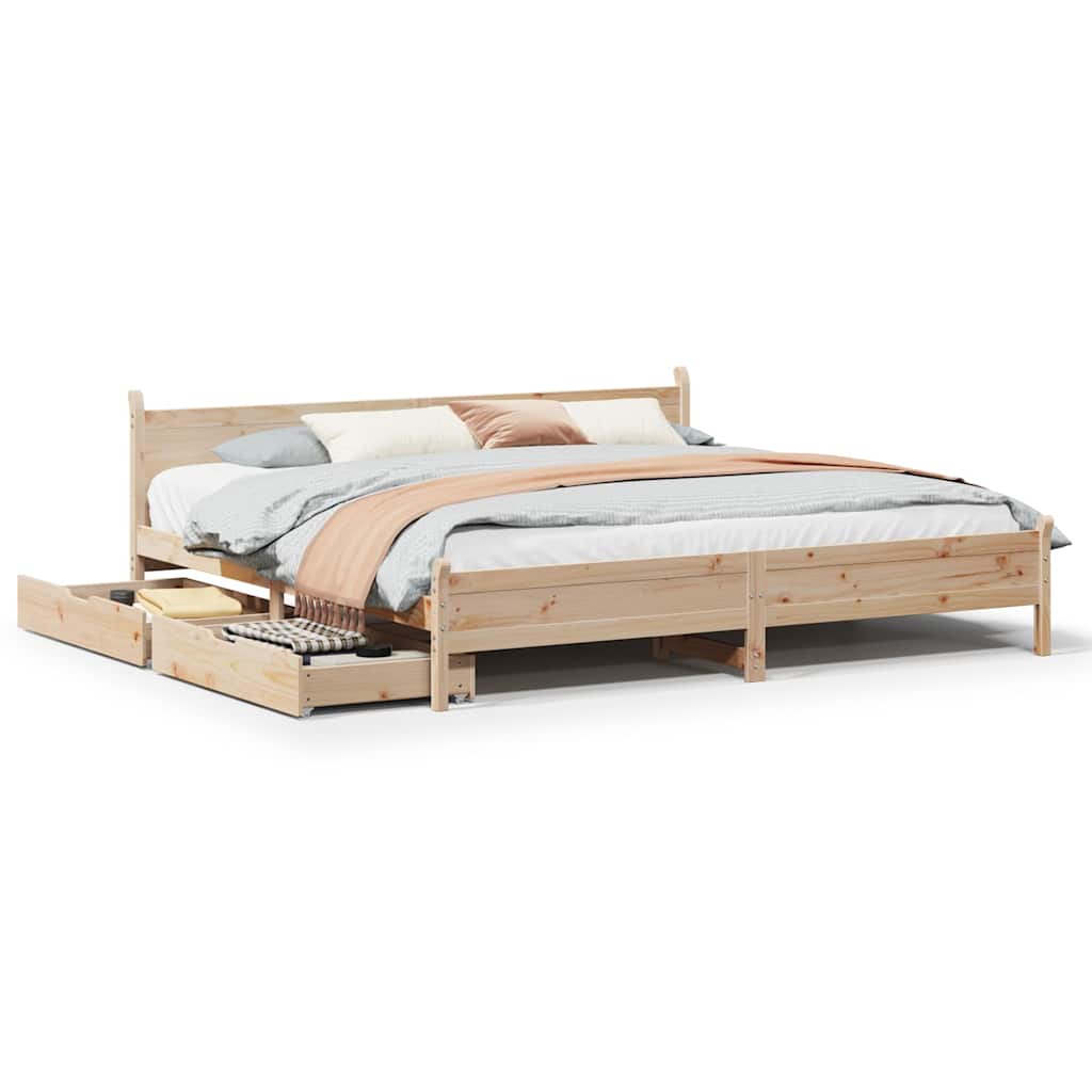 Bettgestell Massivholzbett Bett Schlafzimmermöbel Kiefernholz ohne Matratze - Produktbild 2