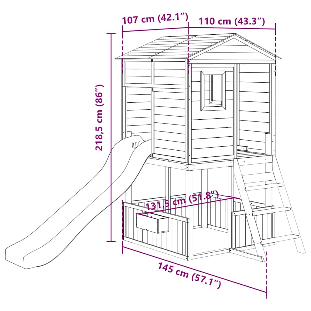 Spielturm Garten Stelzenhaus Kletterturm Spielhaus Massivholz Tanne vidaXL - Produktbild 6