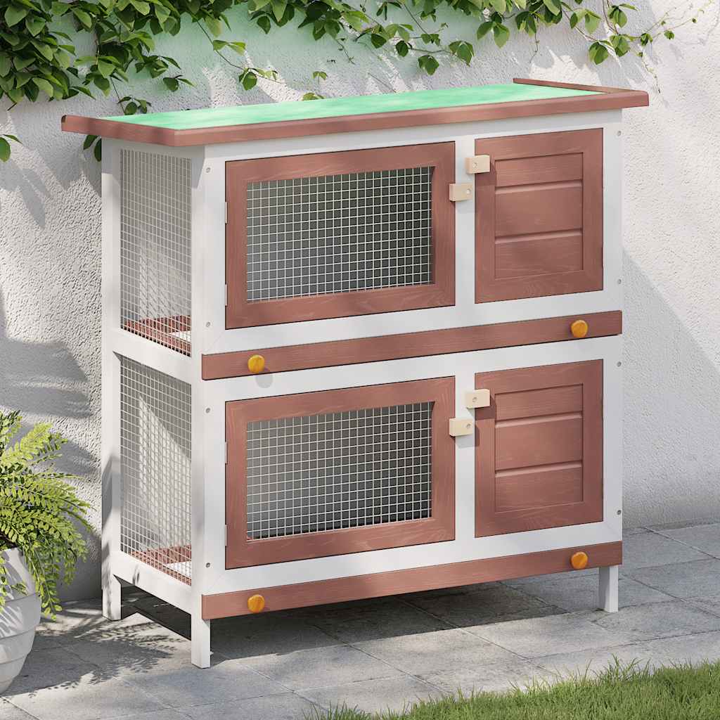 Holz Kaninchenstall 4 Türen Hasenstall Kaninchenkäfig mehrere Auswahl vidaXL - Produktbild 1