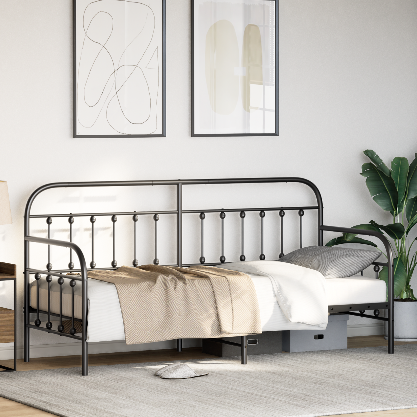 Bettgestell Tagesbett-Rahmen Metall Daybed Bettsofa Metallbett Schlafzimmerbett - Produktbild 3