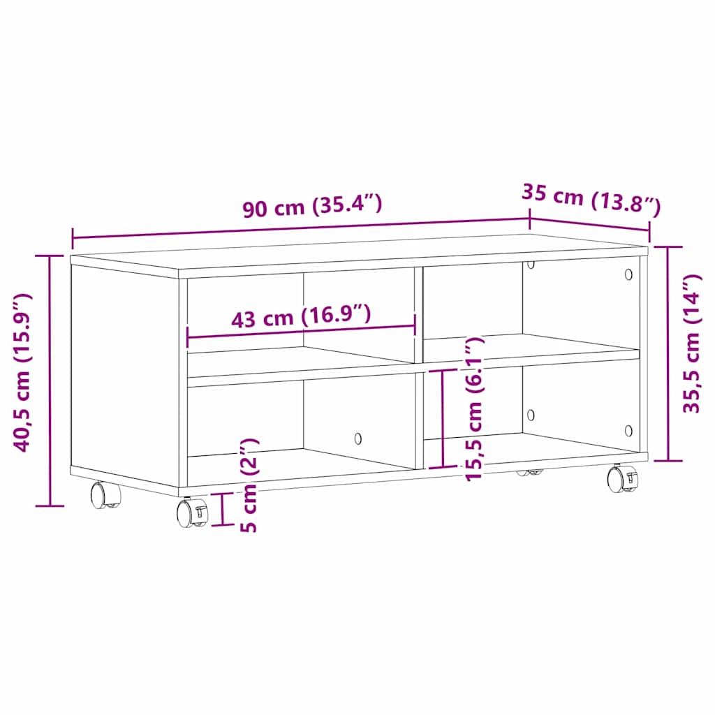TV-Schrank mit Rollen Lowboard Fernsehschrank Fernsehtisch Holzwerkstoff