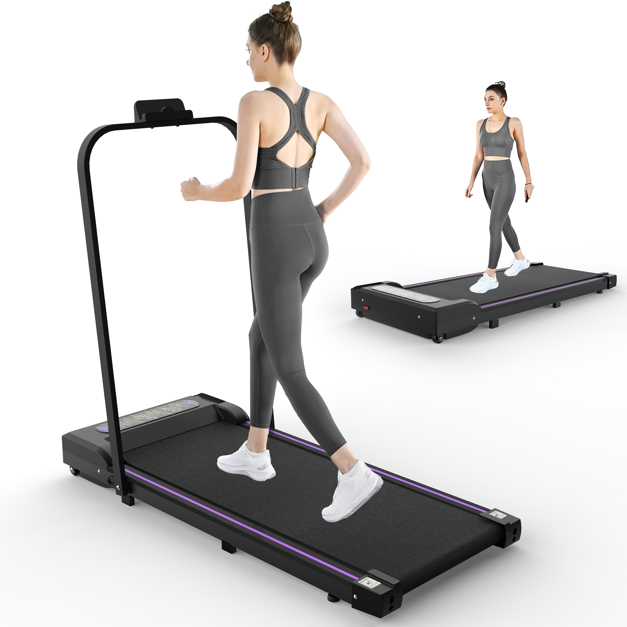 2 in 1 Under Desk Treadmill Portable Walking Pad Jogging Machine for Home Office