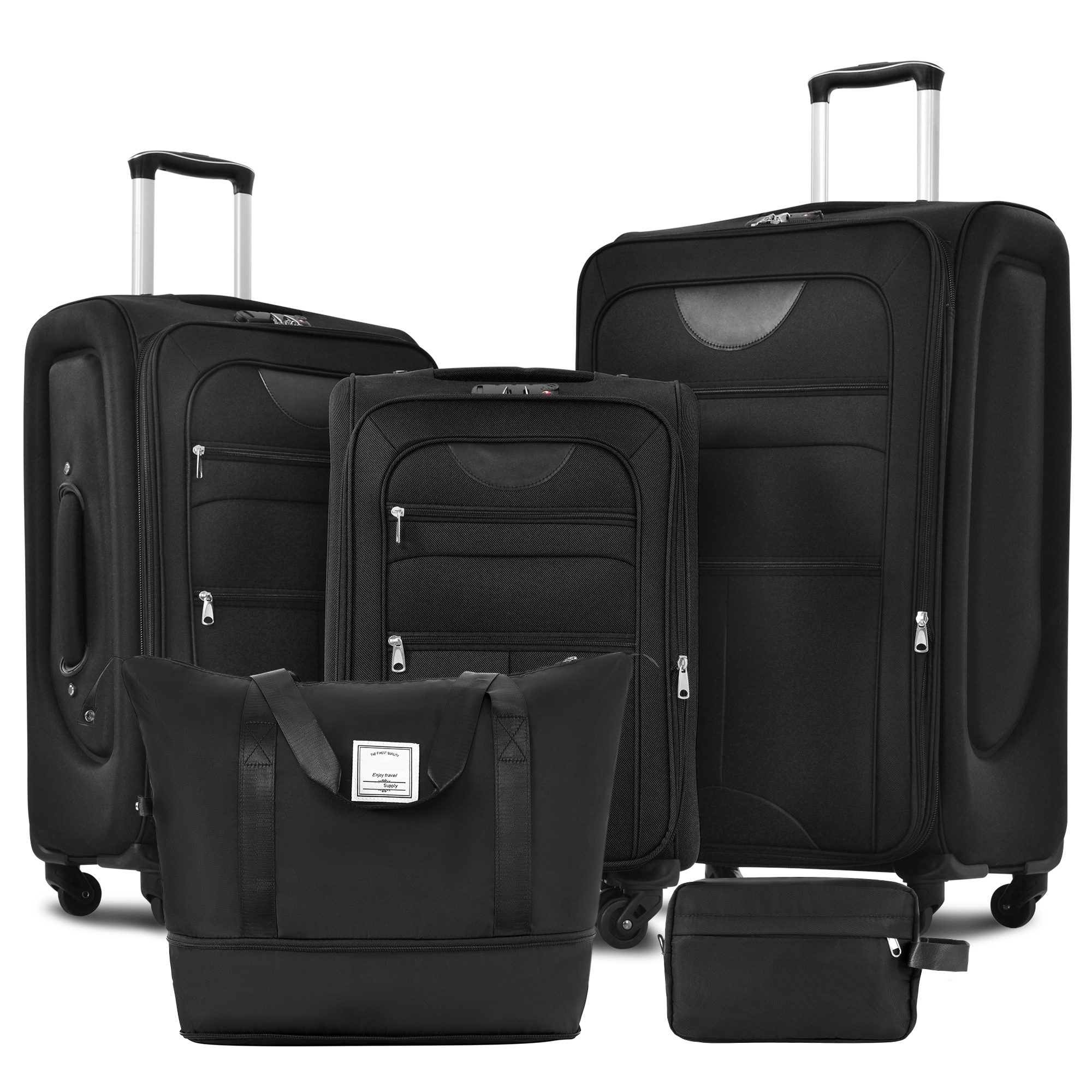 Softside Luggage Expandable 3 Piece Set Suitcase with Duffel Bag Toiletry Bag