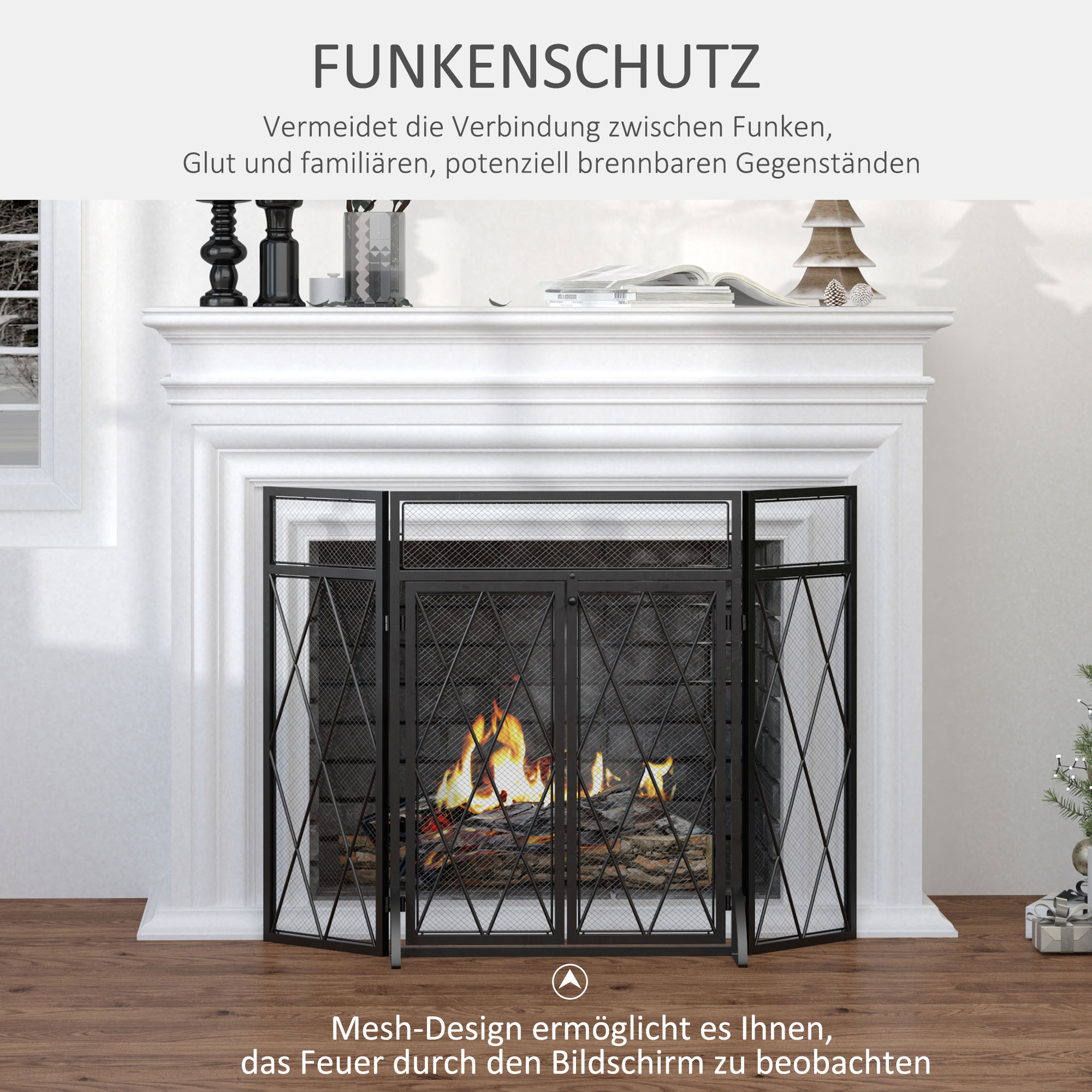Kaminschutzgitter Baby Absperrgitter Ofenschutzgitter Laufstall Türschutzgitter - Produktbild 4