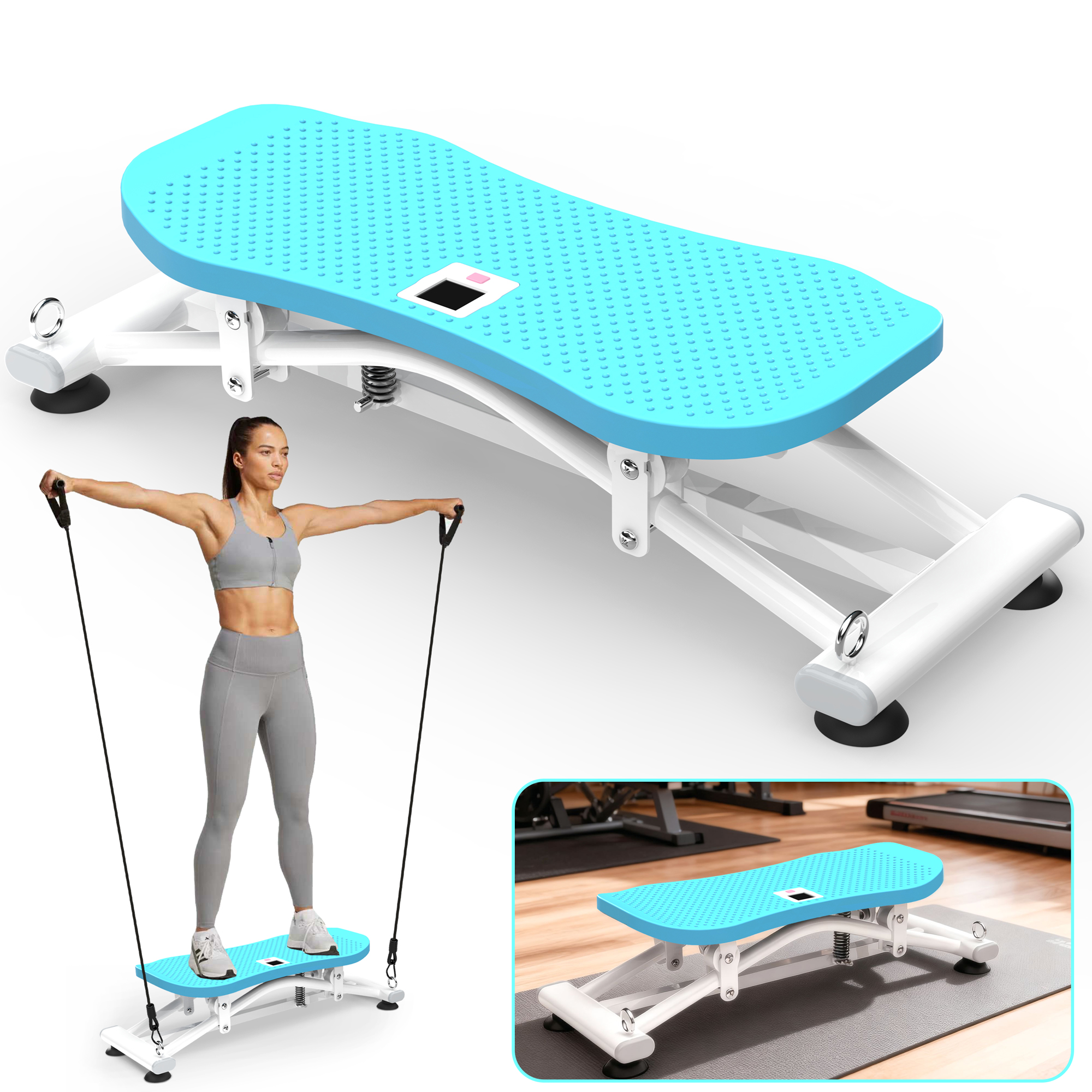 Sliding Ski Simulator with Resistance Bands Full-Body Fitness Training Machine