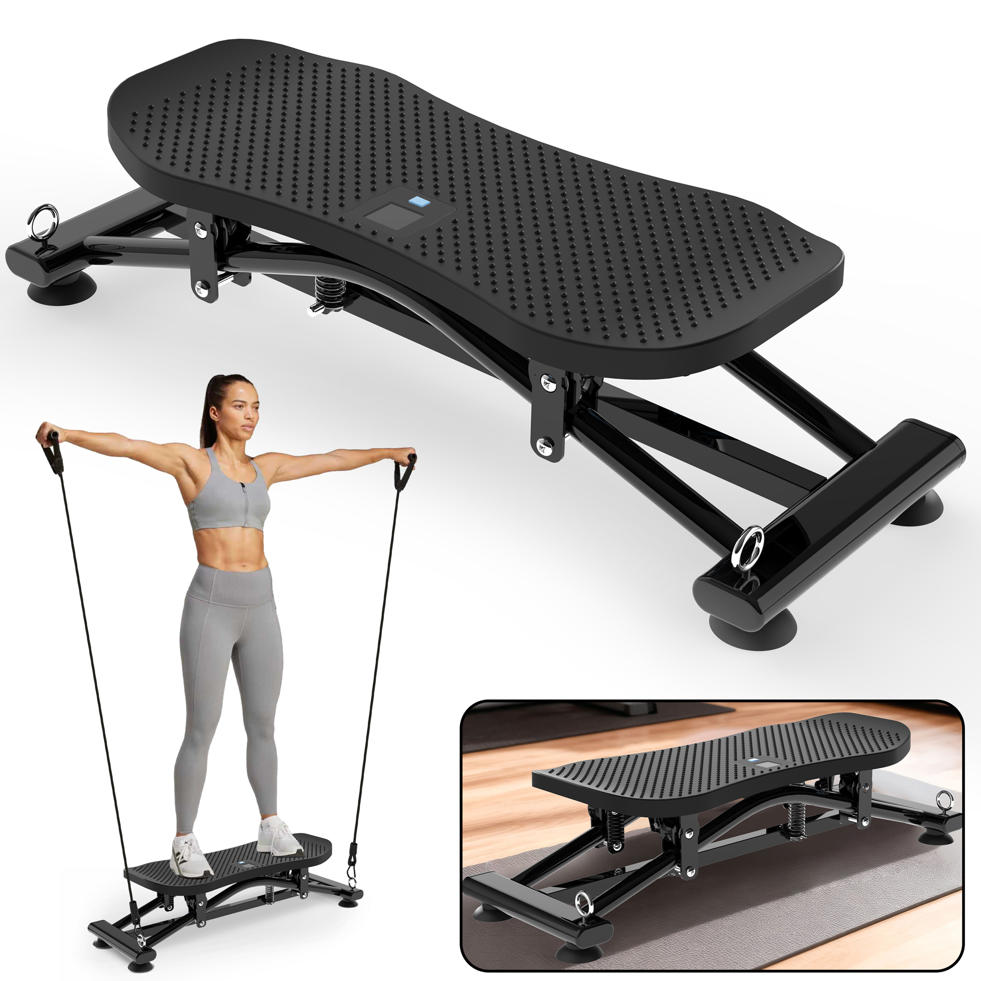 Sliding Ski Simulator with Resistance Bands Full-Body Fitness Training Machine