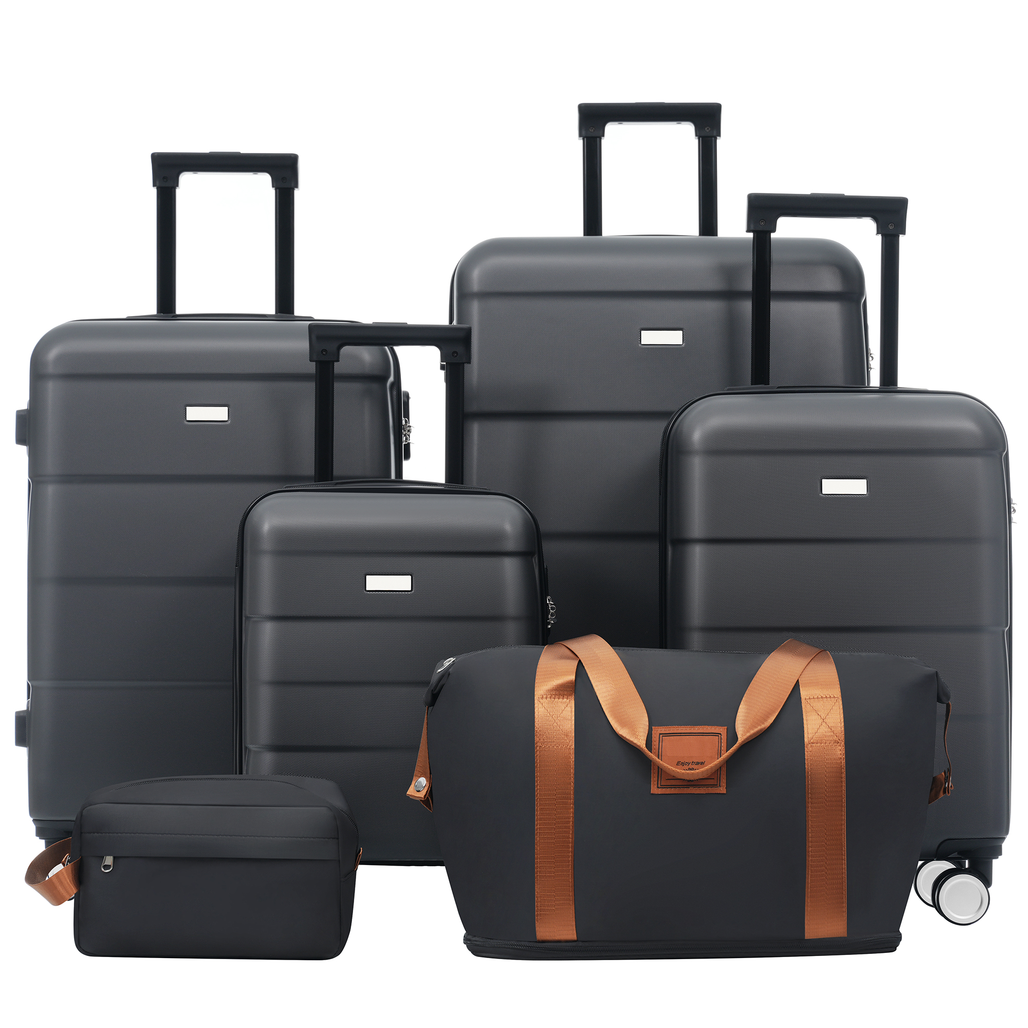 6 Piece Luggage Set Hardshell Carry on Suitcase with 2 Bags 16″+20″+24″+28″