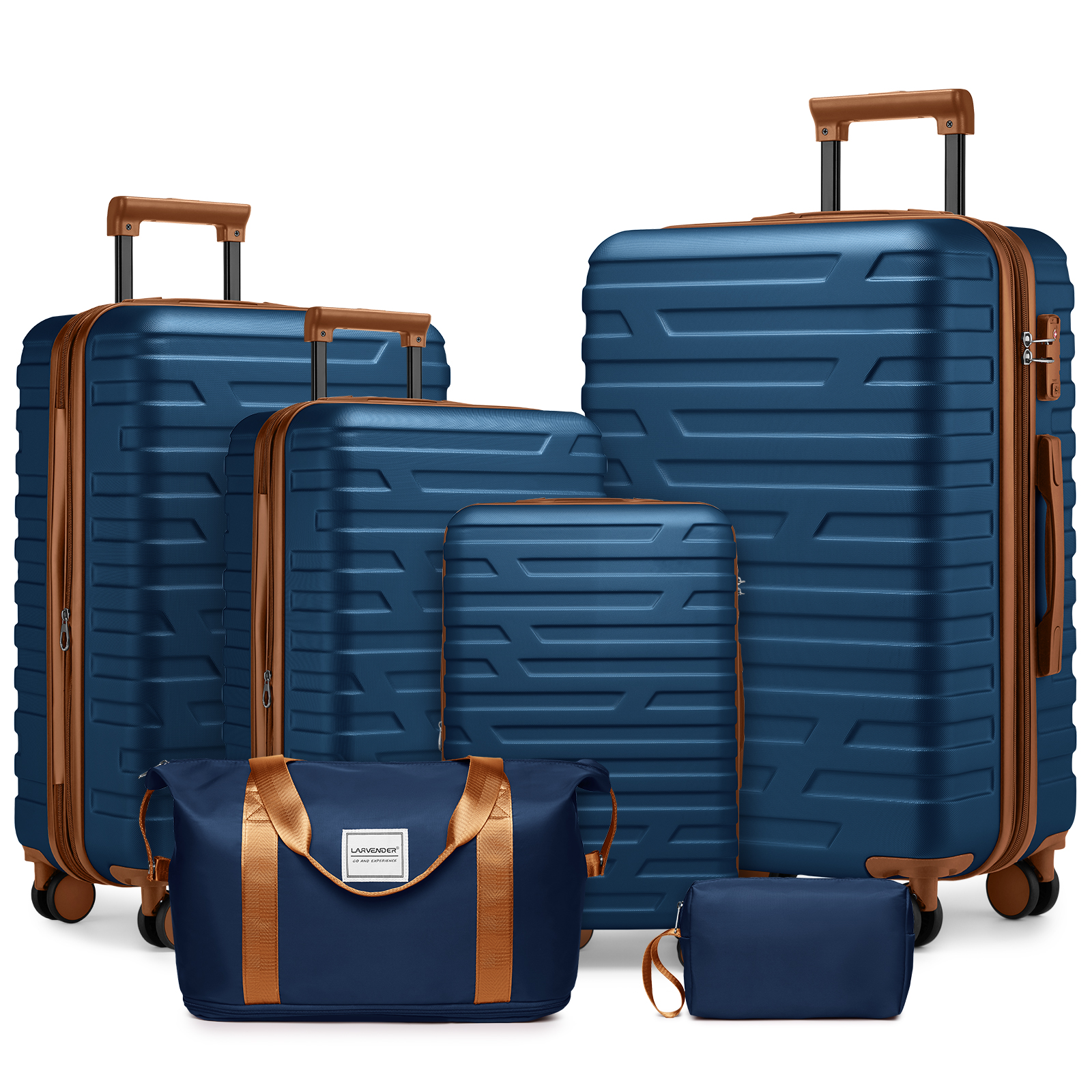 6 Piece Luggage Set Hardshell Carry on Suitcase with Duffel Bag Spinner & TSA