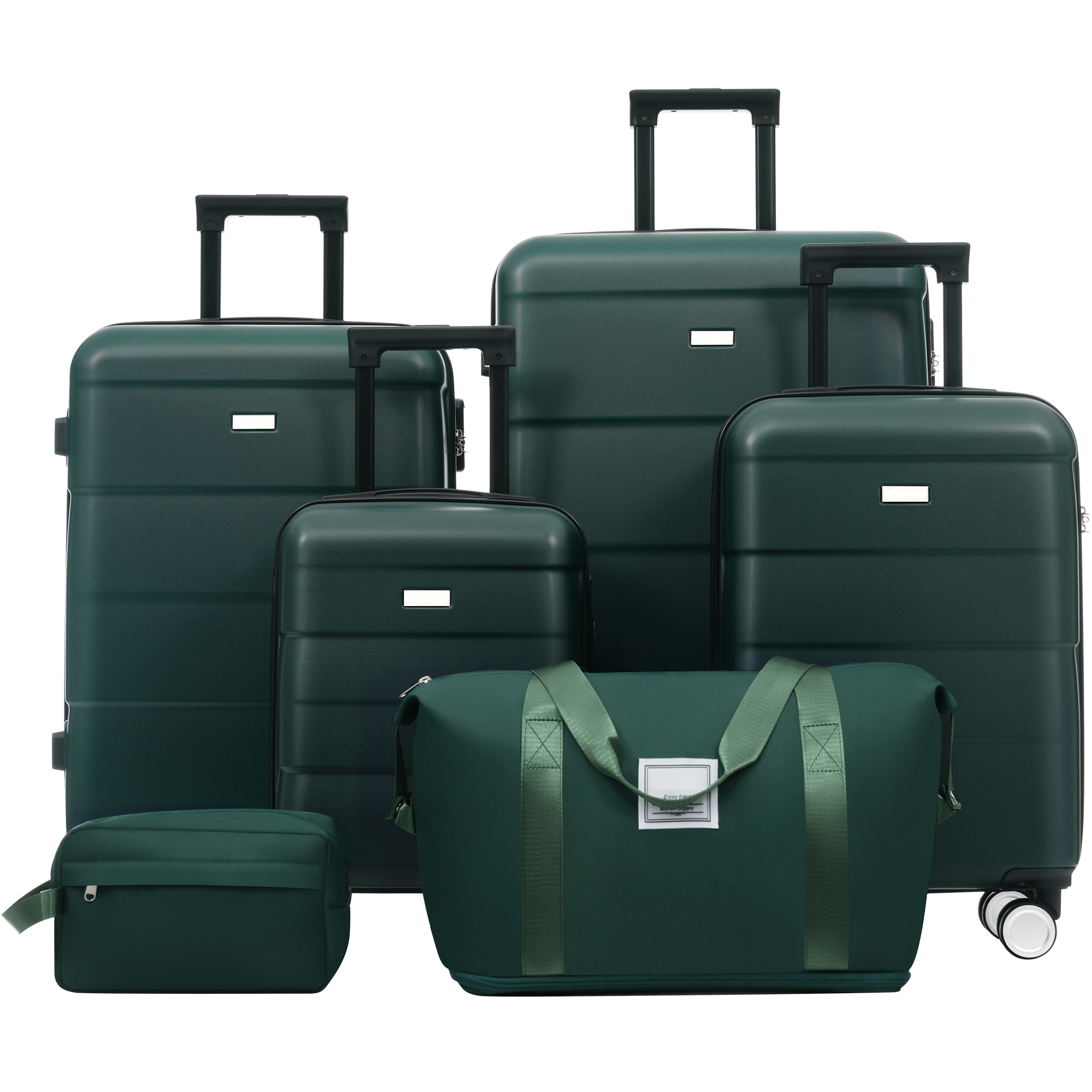 6 Piece Luggage Set Hardshell Carry on Suitcase with 2 Bags 16″+20″+24″+28″