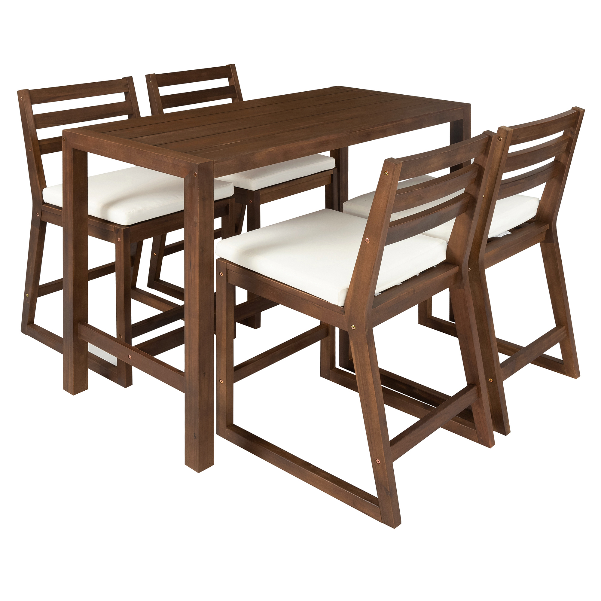 5-Piece Rustic Patio Bar Set Patio Table and Chairs Set with Ergonomic Chairs