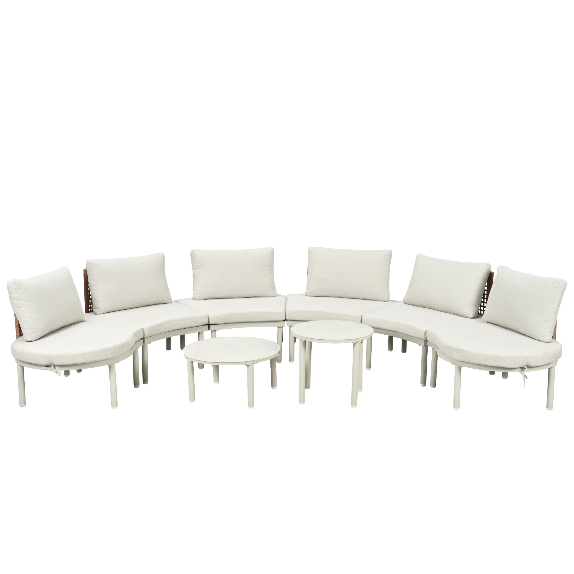 8-Piece Patio Sofa Furniture Set Half Moon Outdoor Sectional Sofa with Tables